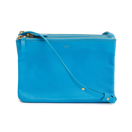 Celine Calfskin Trio Crossbody Bag Leather Blue