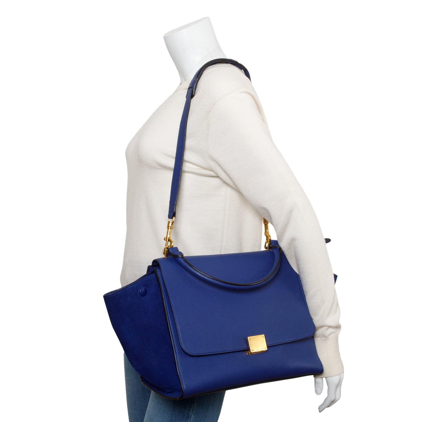 Celine Calfskin Medium Trapeze Bag Leather Suede Travel Bag
