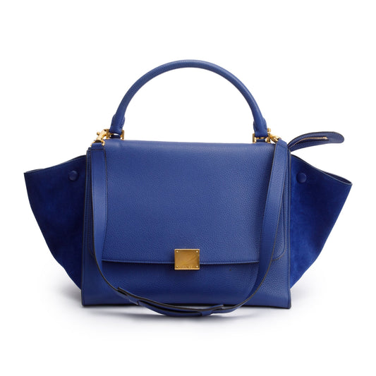 Celine Calfskin Medium Trapeze Bag Leather Suede Travel Bag