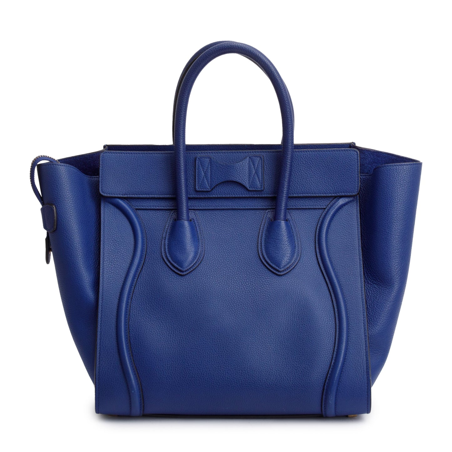 Celine Drummed Calfskin Luggage Tote Handbag Leather Blue Tote Bag