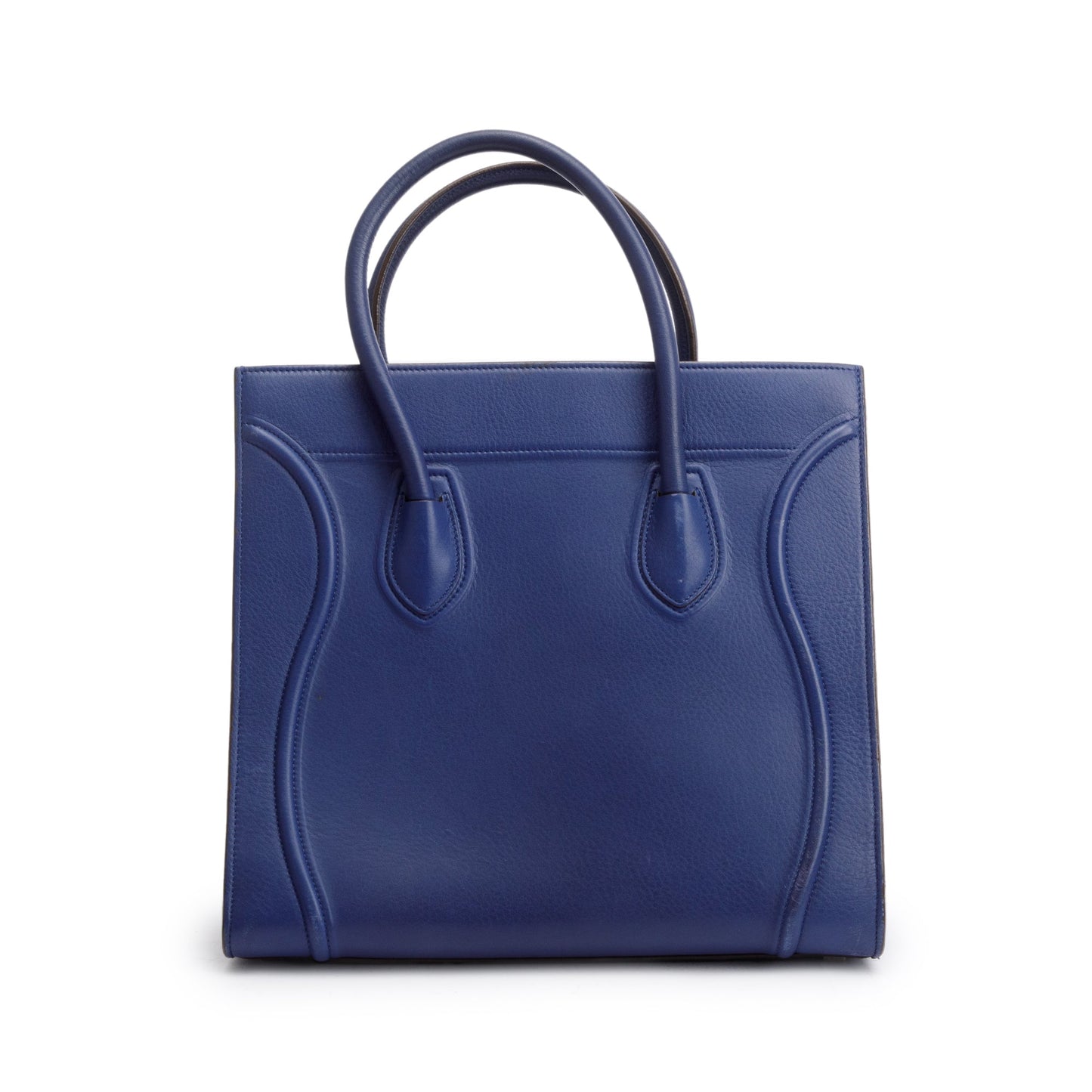 Celine Grained Calfskin Phantom Luggage Tote Handbag Blue Medium Tote Bag
