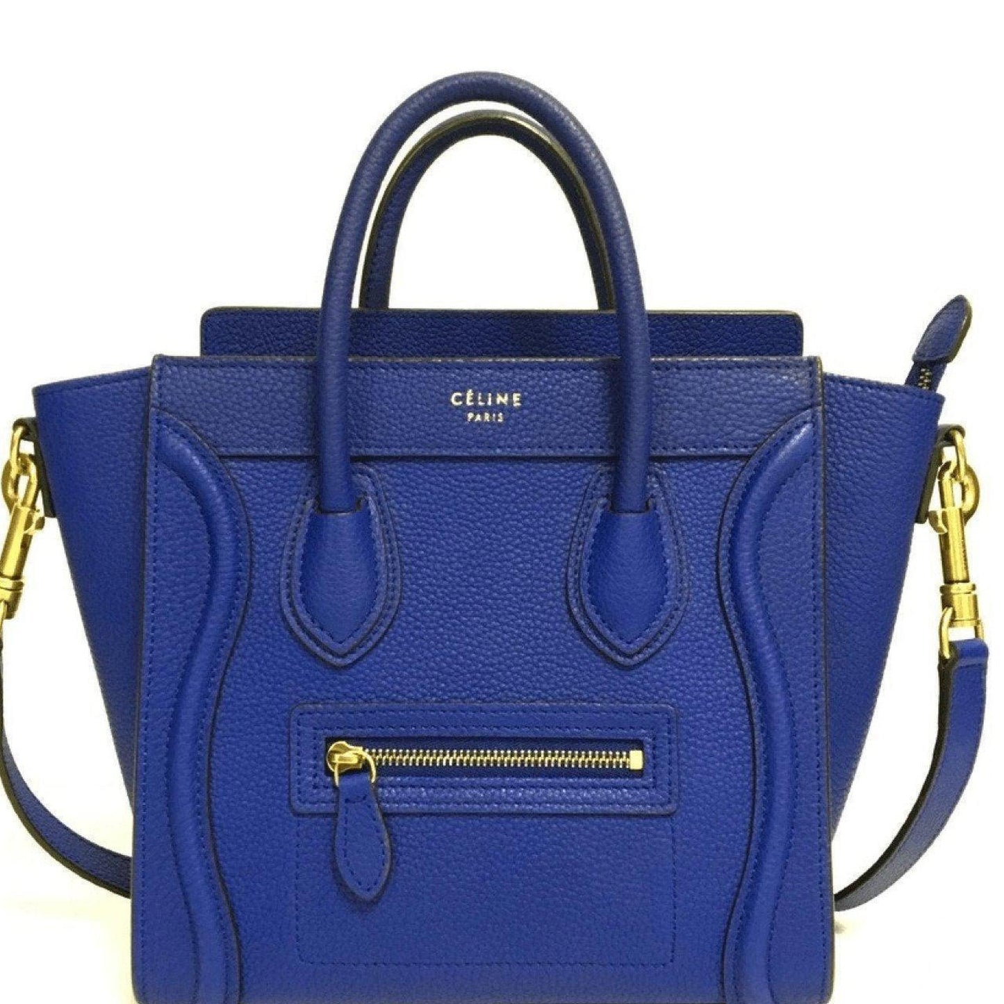 Celine Nano Luggage Tote Handbag Blue Tote Bag