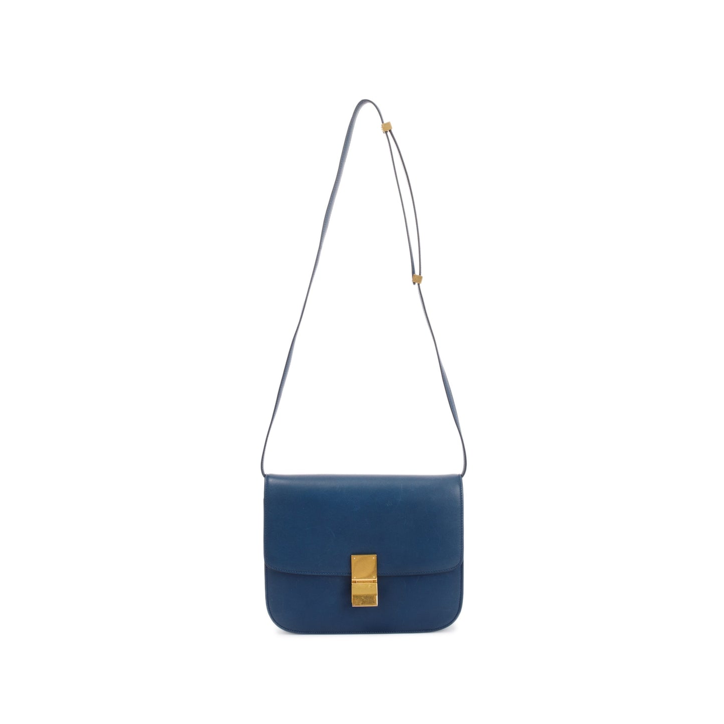 Celine Smooth Calfskin Classic Box Bag Blue Medium Travel Bag