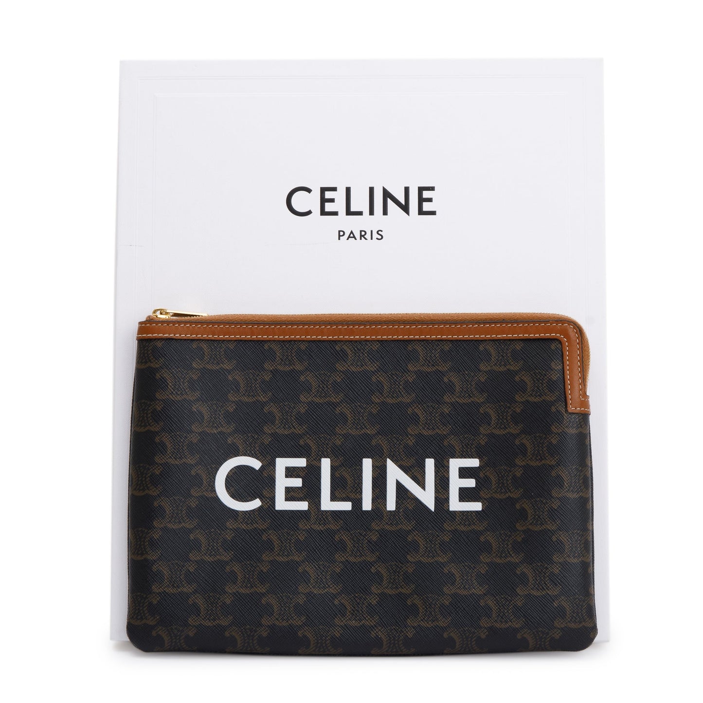 Celine Triomphe Pouch Handbag Brown Small Travel Bag