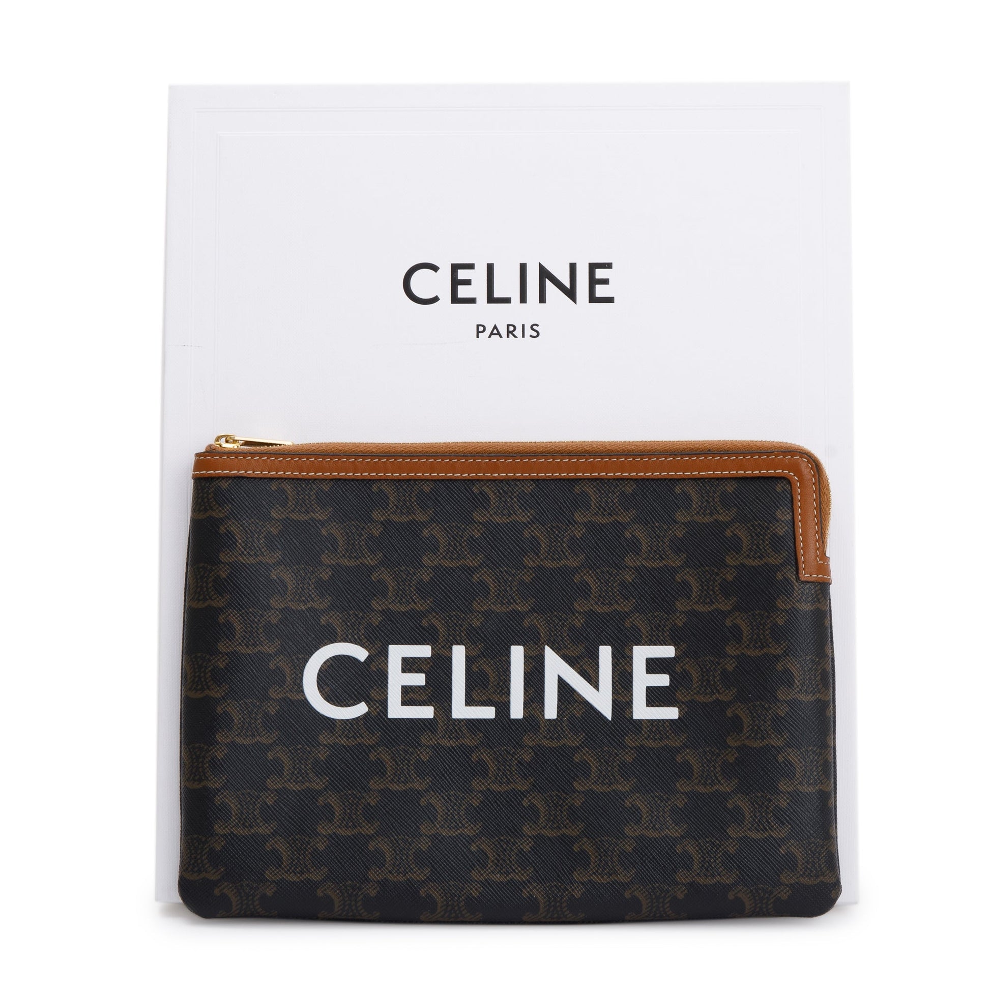 Celine Triomphe Pouch Handbag Brown Small Travel Bag