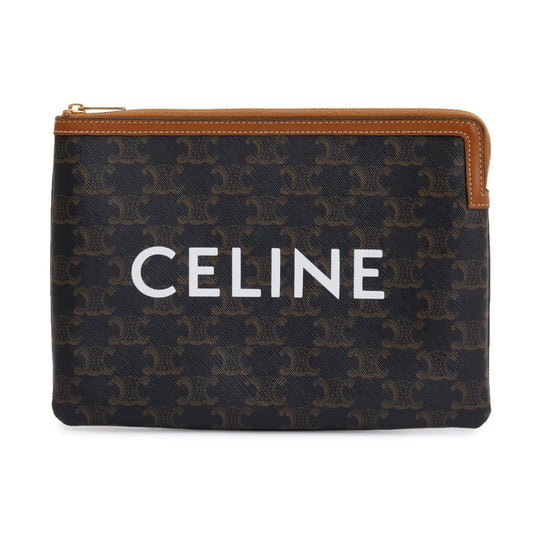 Celine Triomphe Pouch Handbag Brown Small Travel Bag