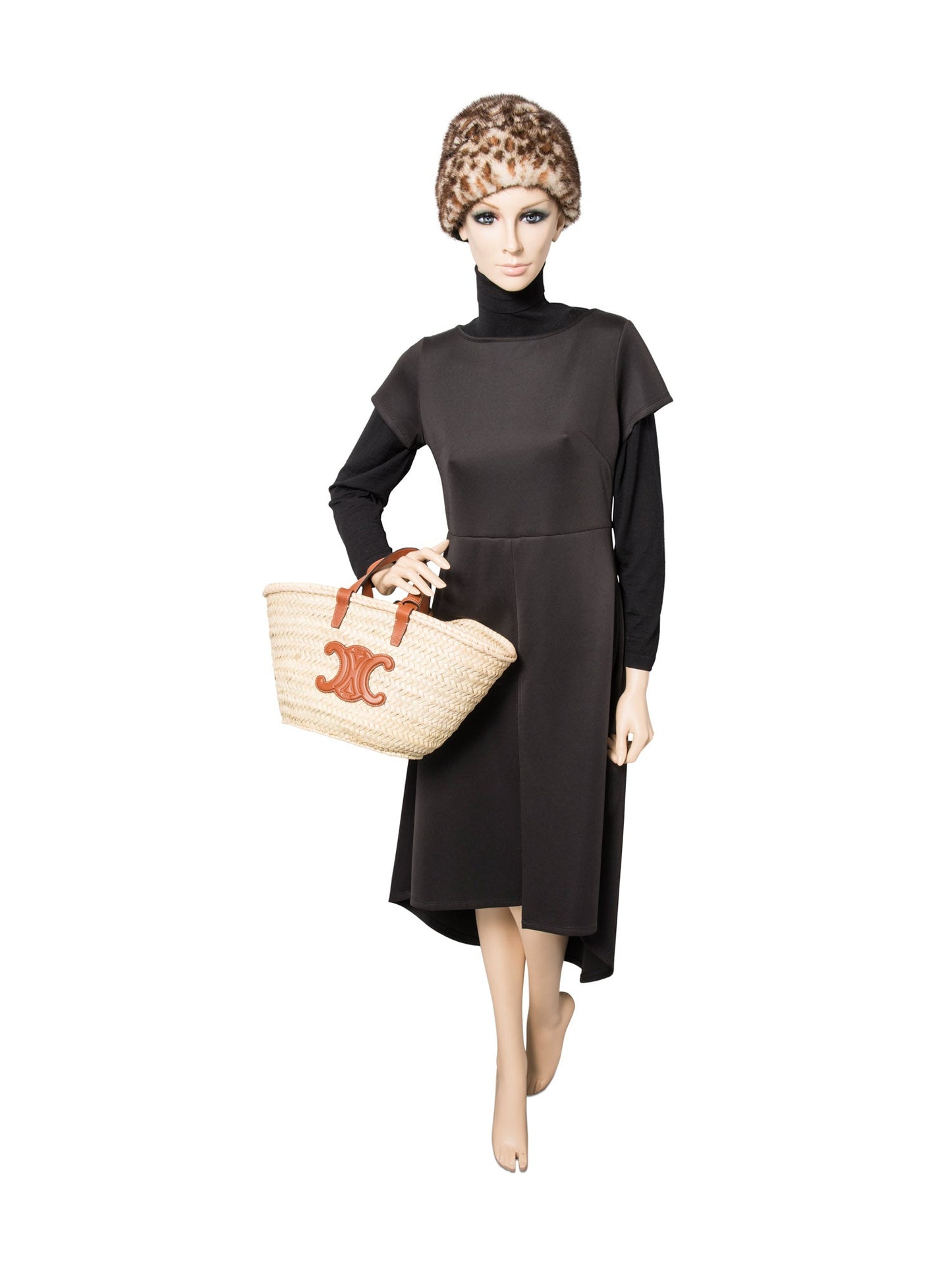 Luxury Cc Logo Top Handle Bag Raffia Brown Travel Bag