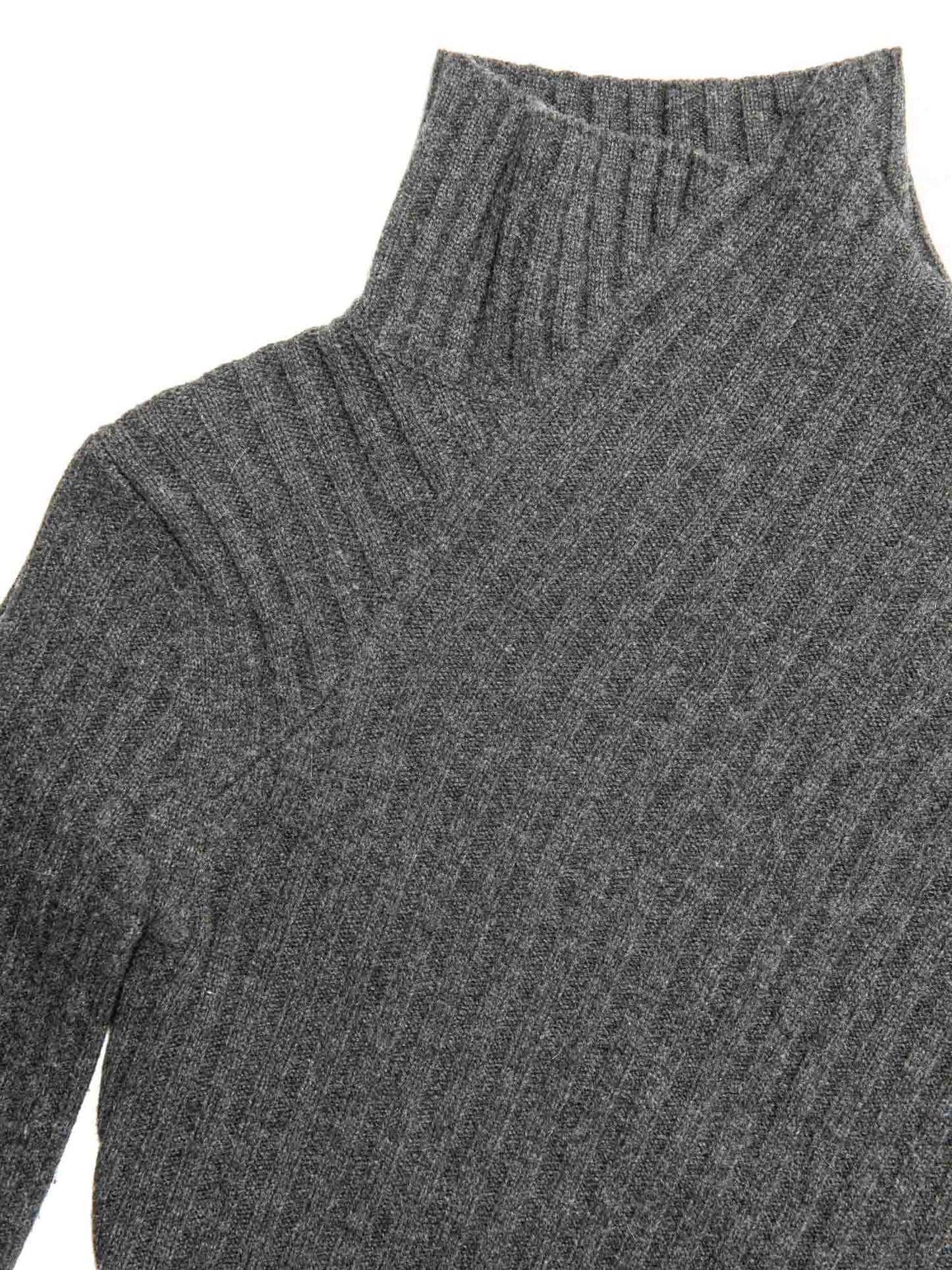 Luxury Cashmere Asymmetrical Turtleneck Sweater Heather Grey Travel Bag