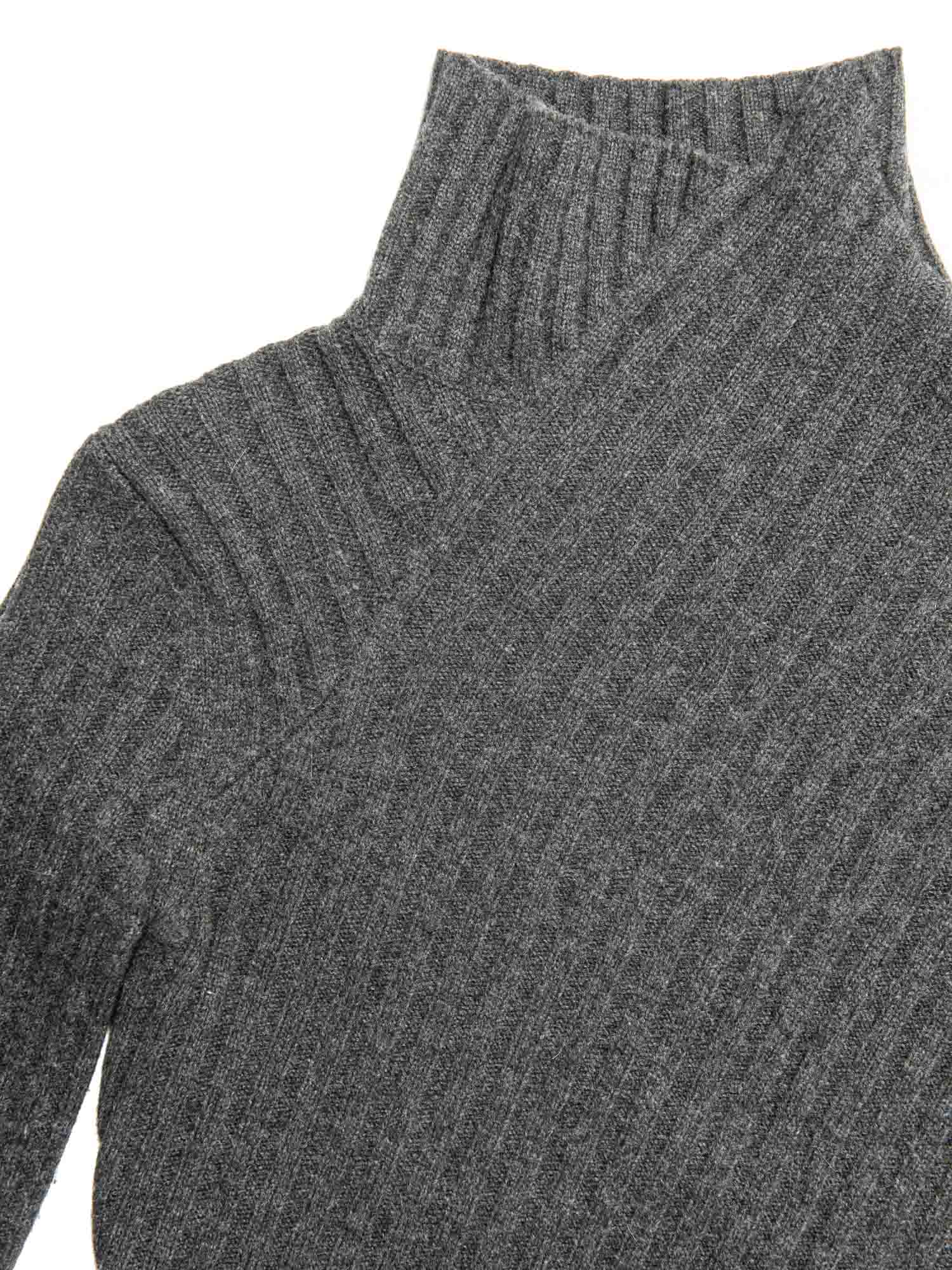 Luxury Cashmere Asymmetrical Turtleneck Sweater Heather Grey Travel Bag