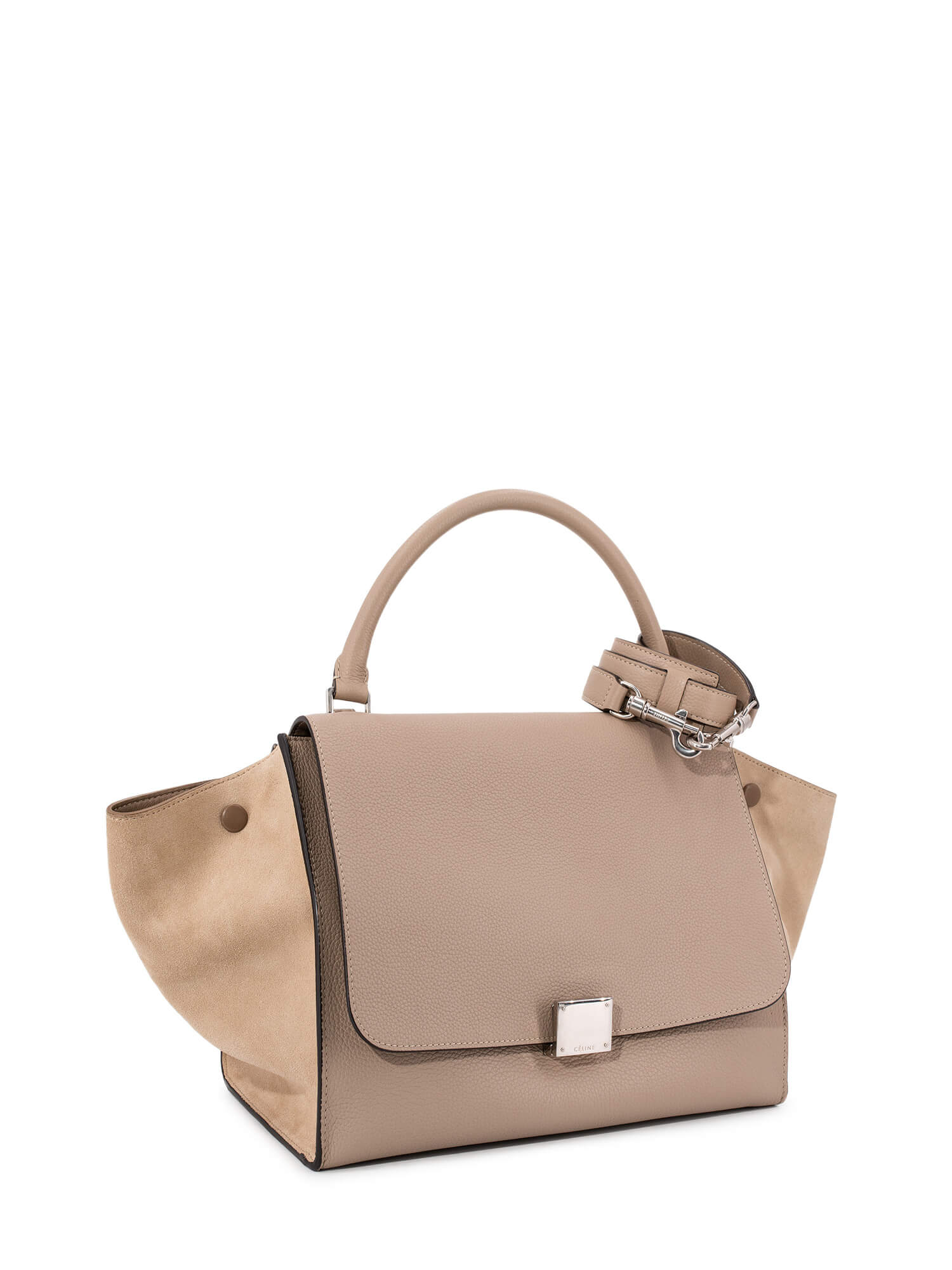 Luxury Drummed Trapeze Bag Taupe Leather Medium Travel Bag
