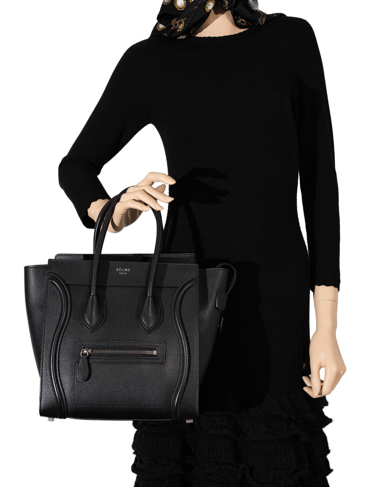 Luxury Drummed Micro Luggage Bag Leather Black Travel Bag