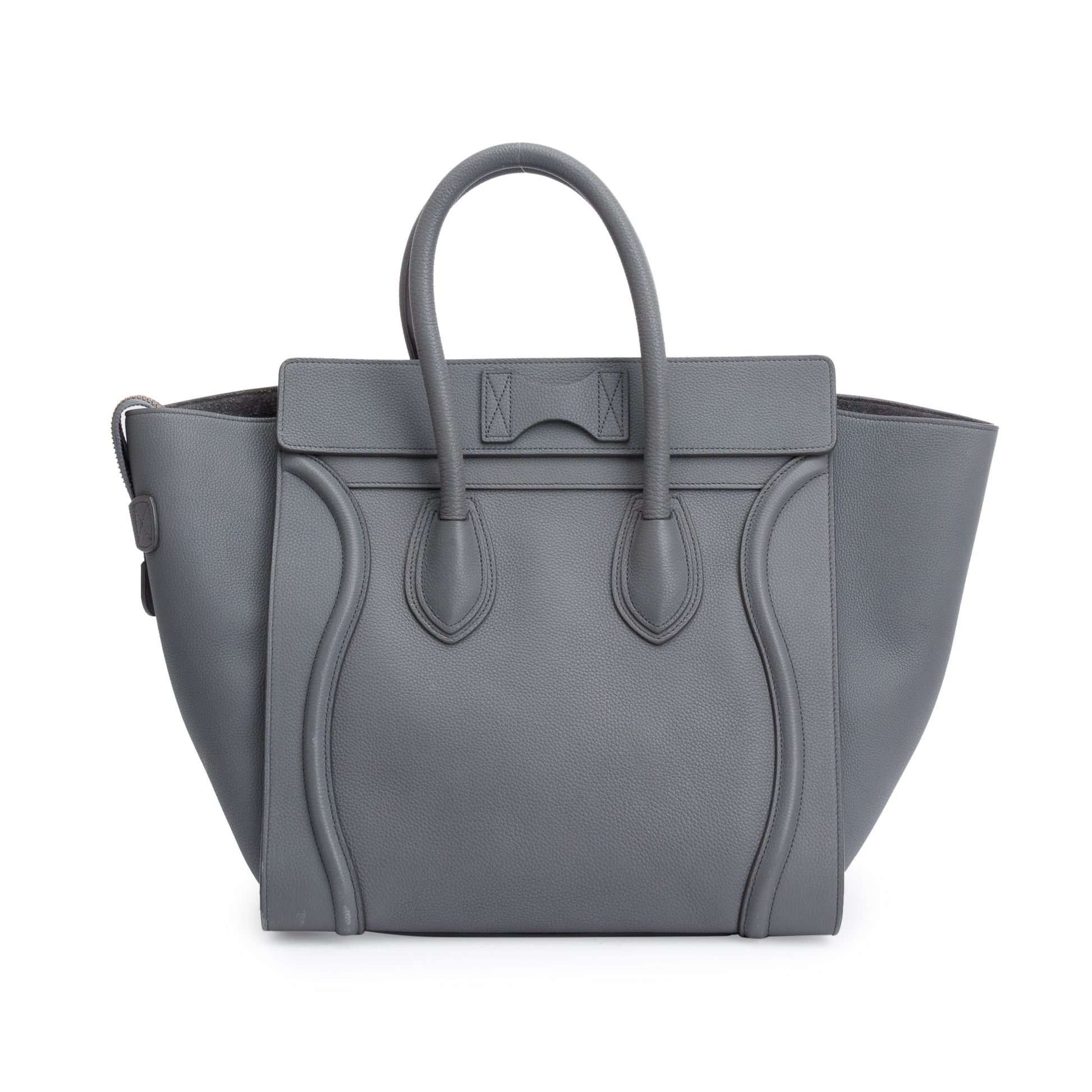 Celine Grey Drummed Calfskin Luggage Tote Handbag Leather Mini Tote Bag