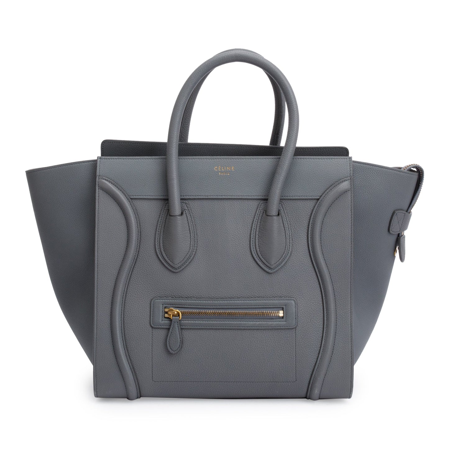 Celine Grey Drummed Calfskin Luggage Tote Handbag Leather Mini Tote Bag