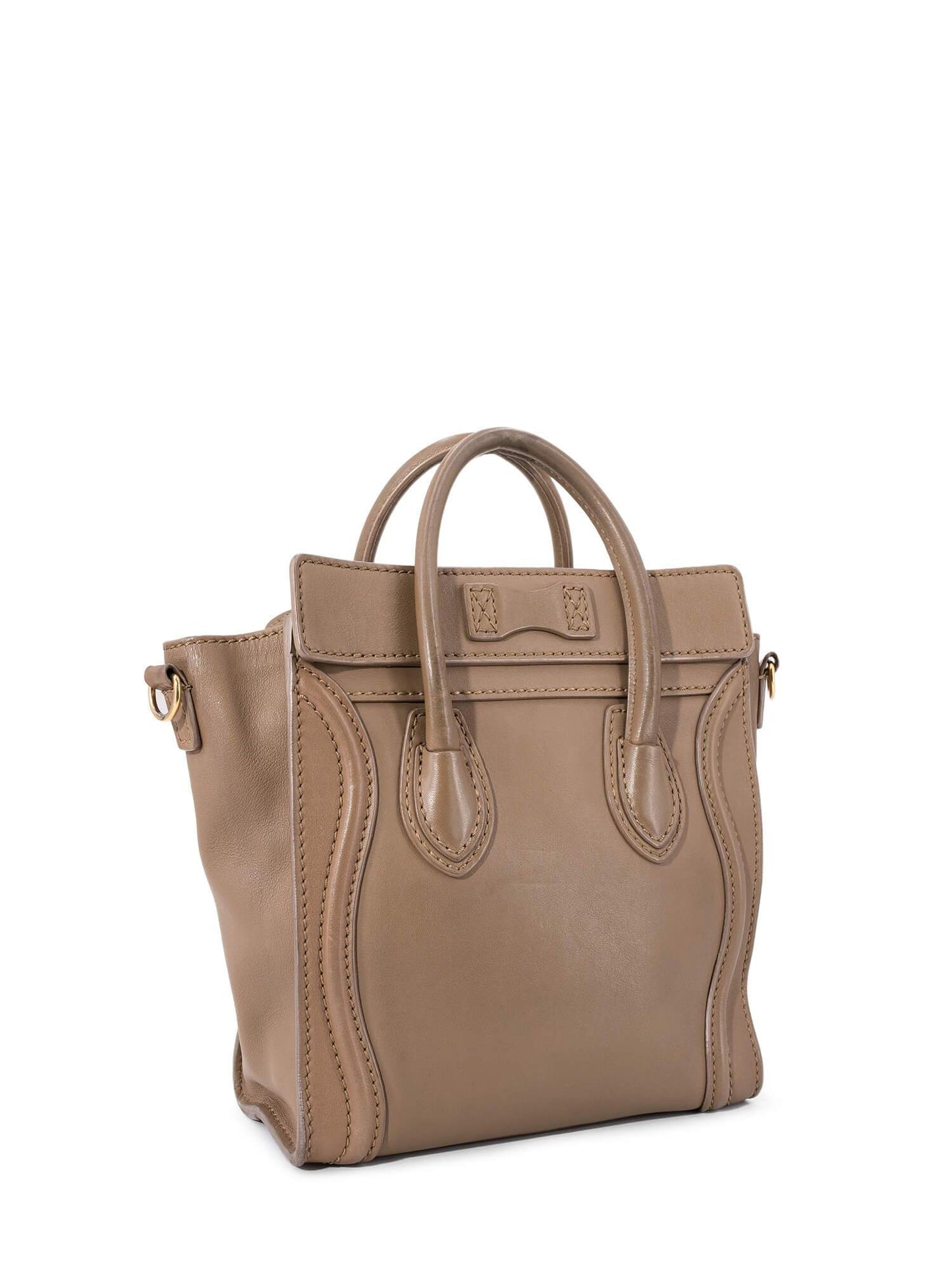 Luxury Nano Luggage Bag Taupe Leather Travel Bag