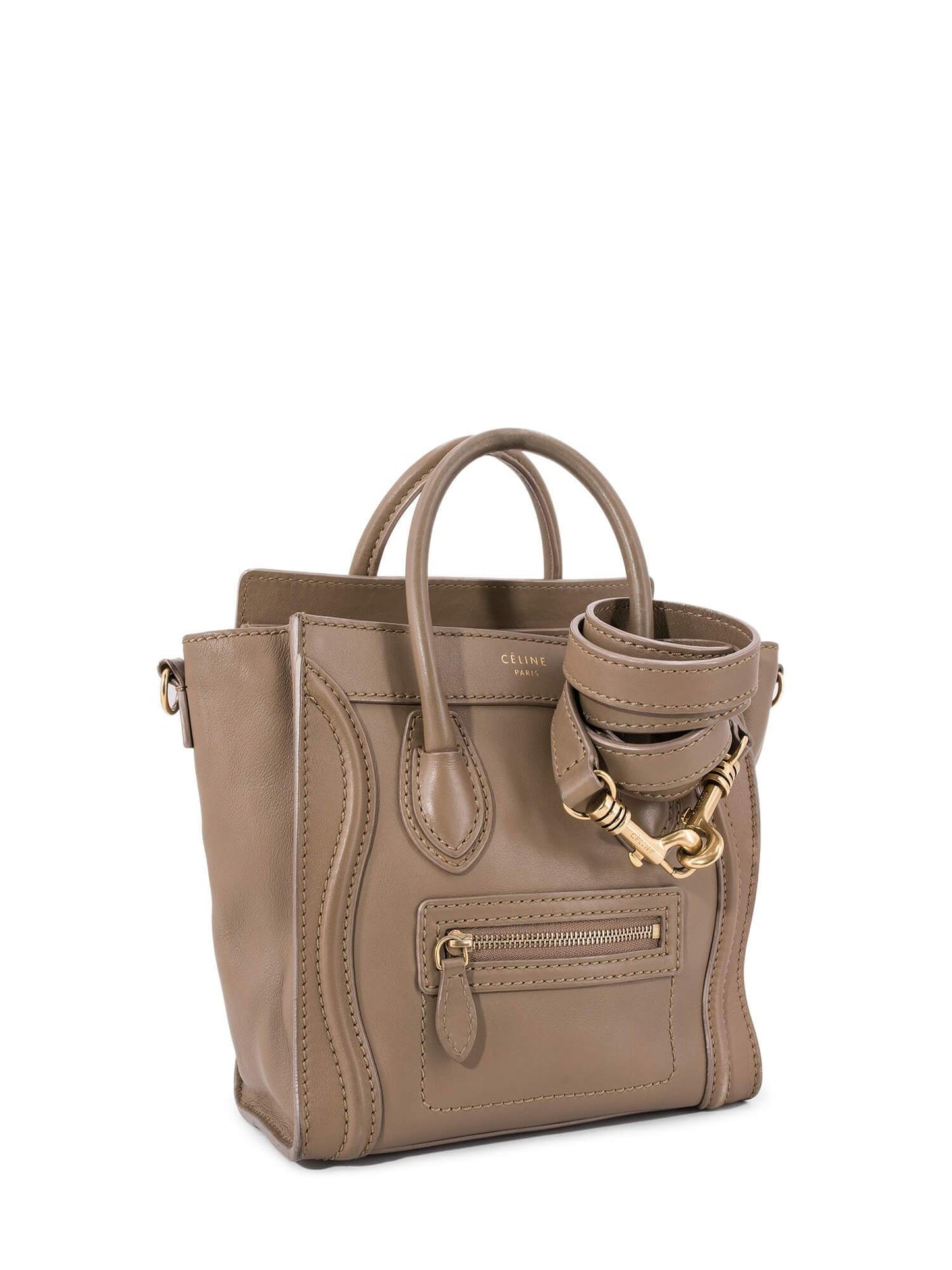 Luxury Nano Luggage Bag Taupe Leather Travel Bag