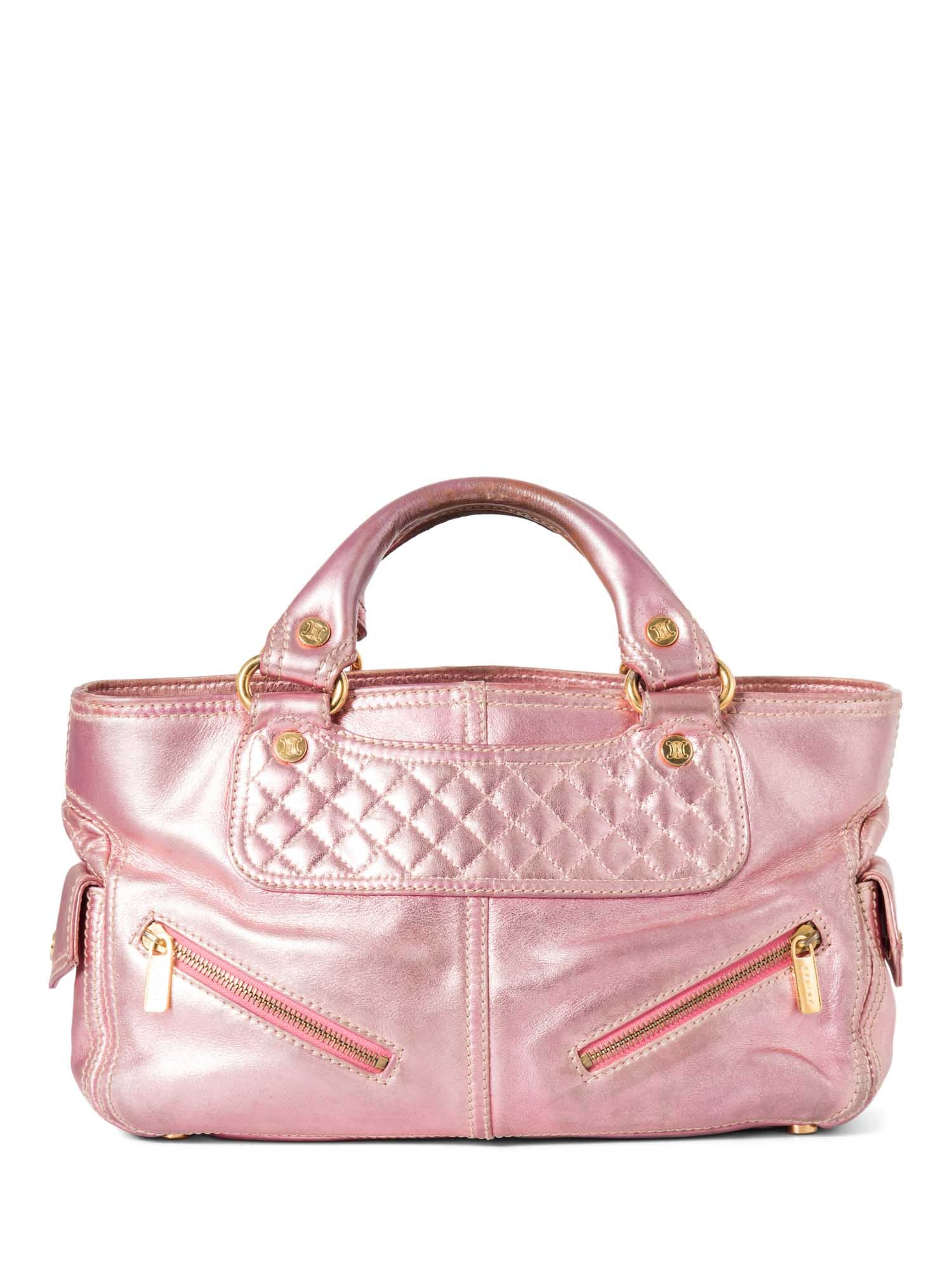 Luxury Logo Shimmer Boogie Bag Leather Pink Travel Bag