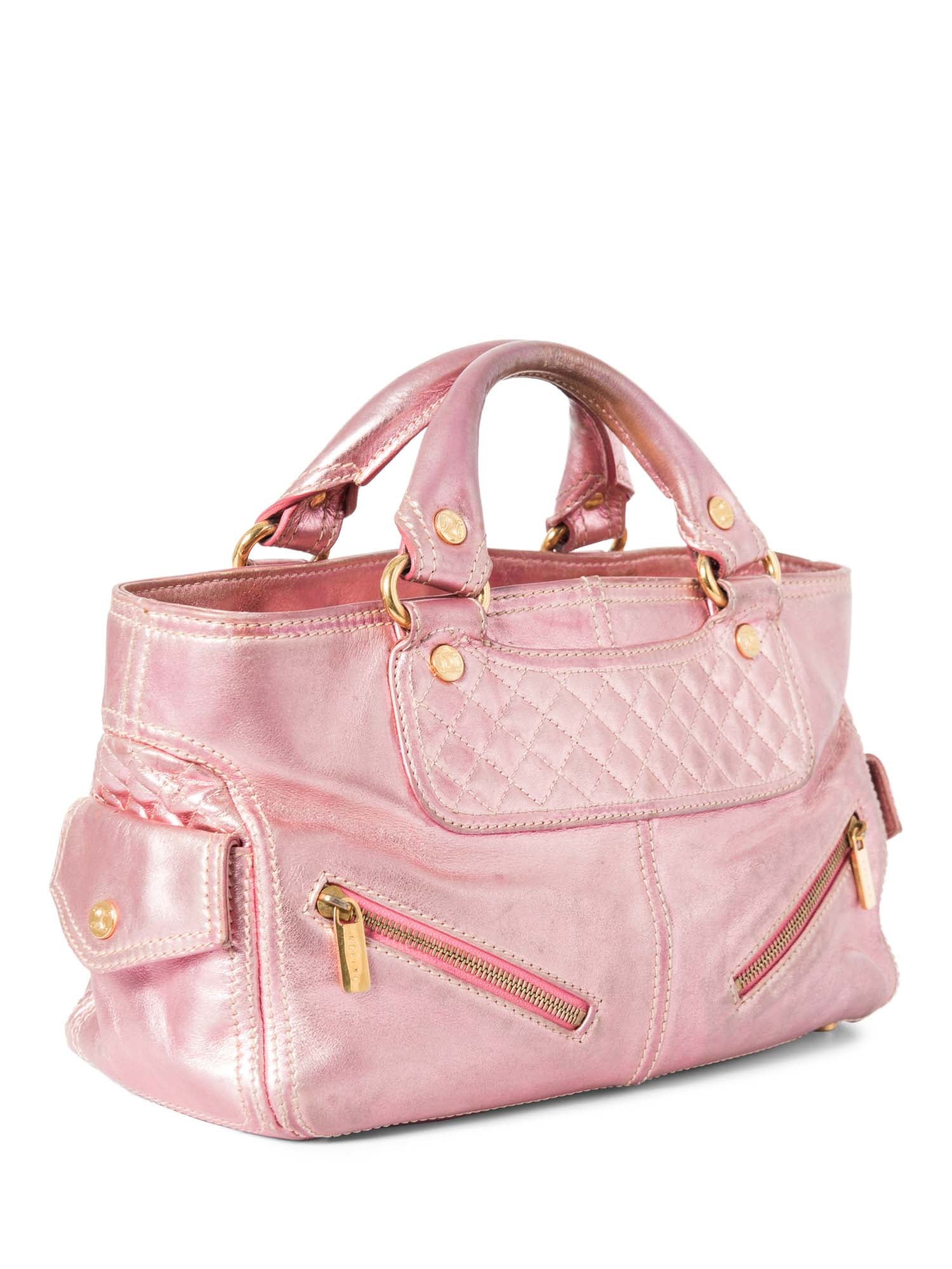 Luxury Logo Shimmer Boogie Bag Leather Pink Travel Bag