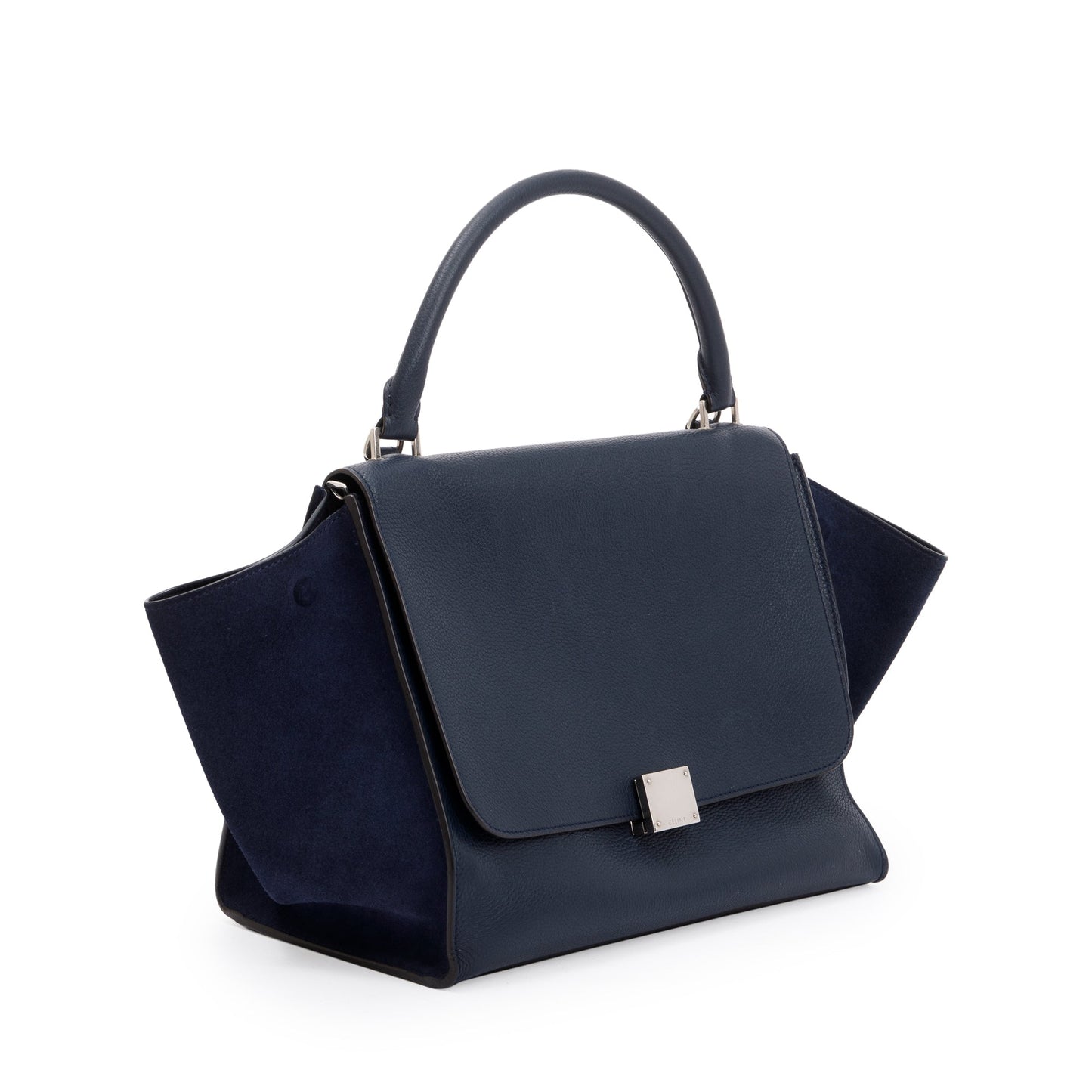 Celine Navy Calfskin Trapeze Bag Leather Suede Travel Bag