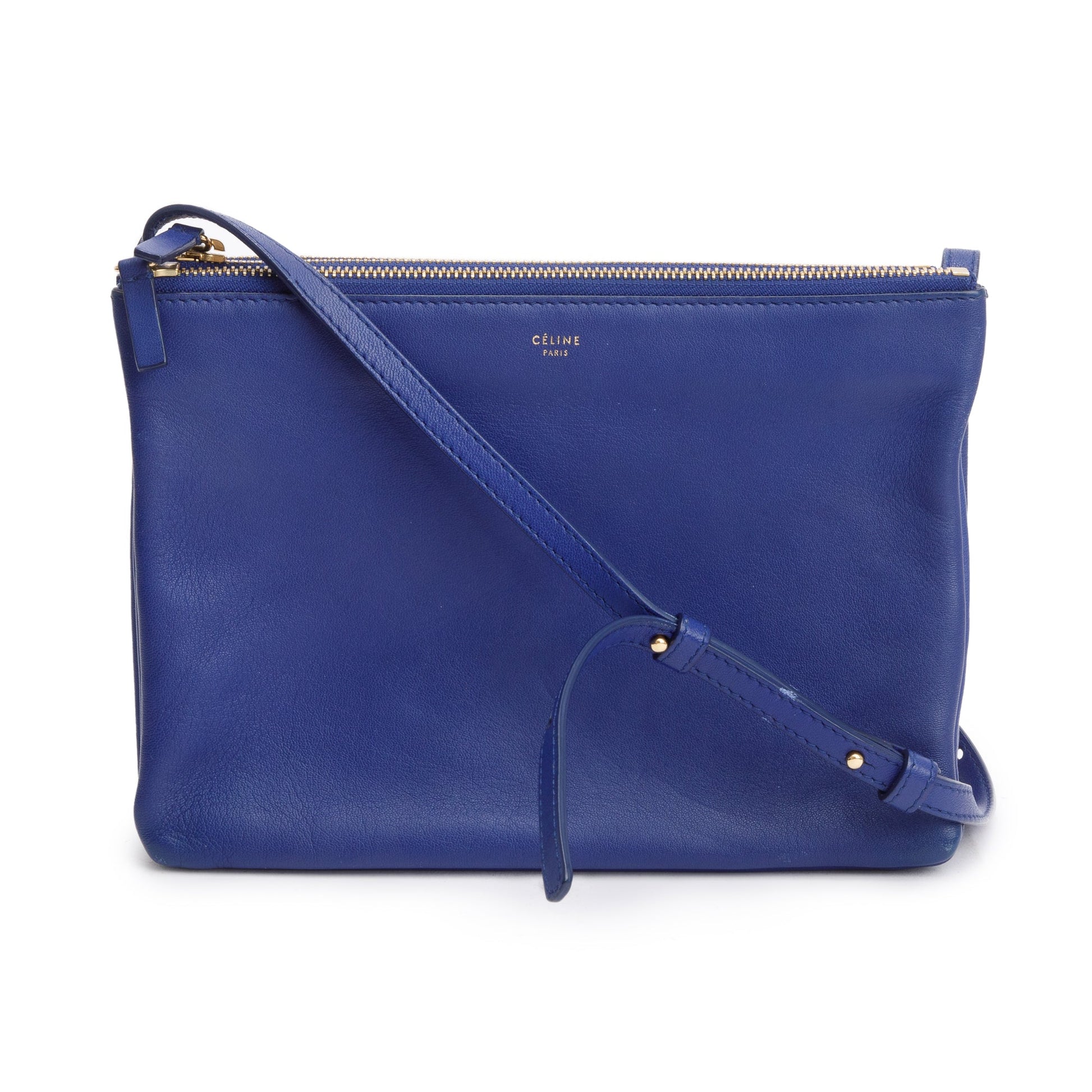 Celine Navy Calfskin Trio Crossbody Bag Leather Blue