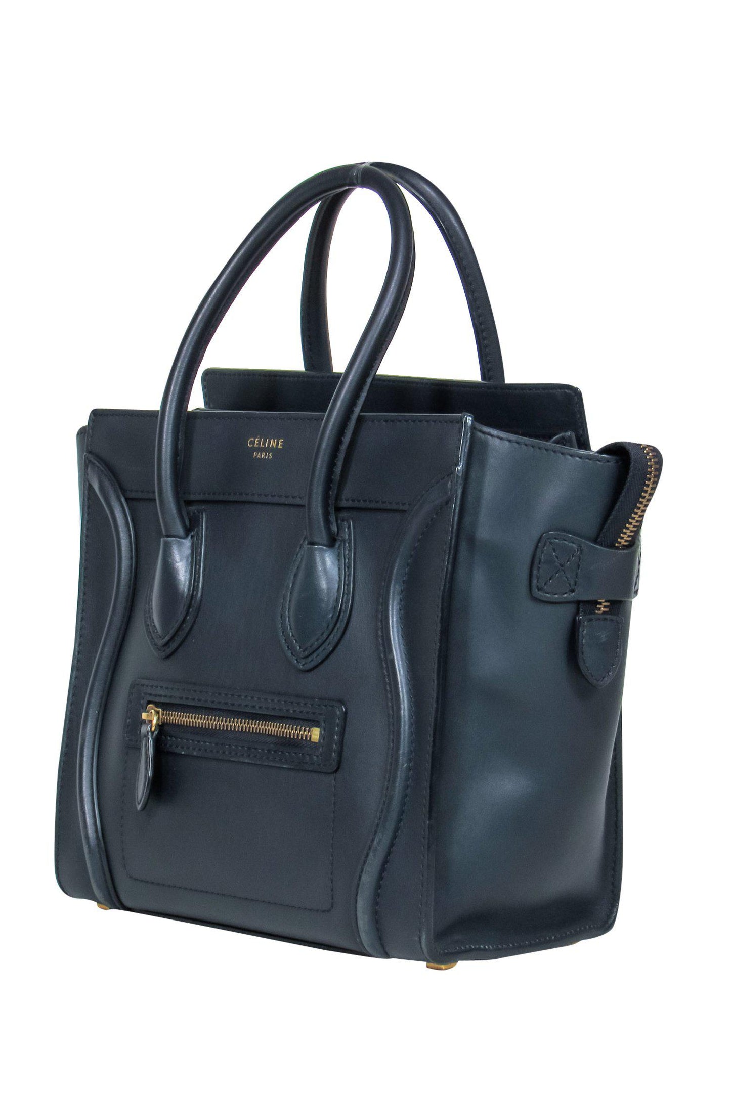 Luxury Navy Micro Luggage  Handbag Leather Travel Bag