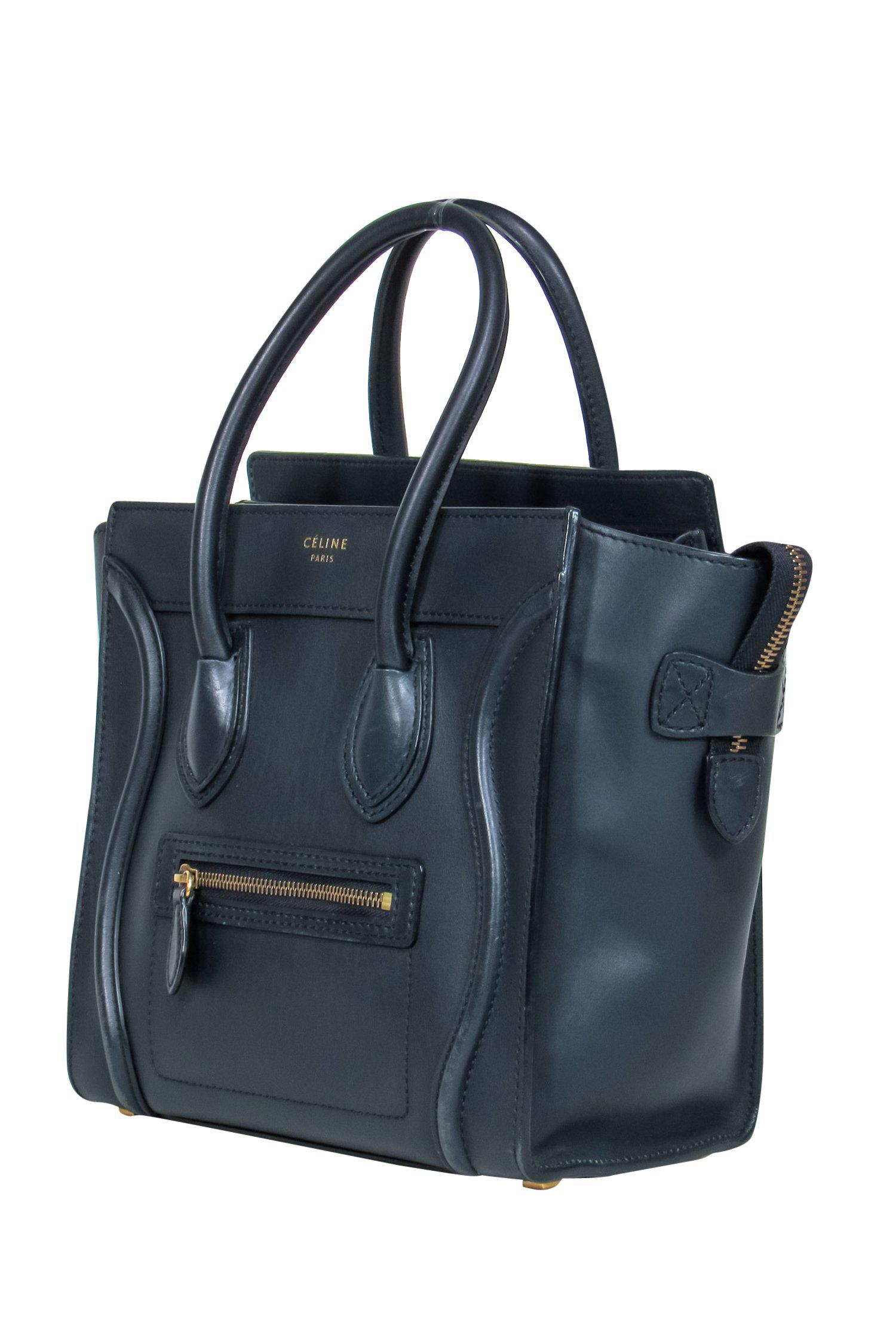 Luxury Navy Micro Luggage  Handbag Leather Travel Bag