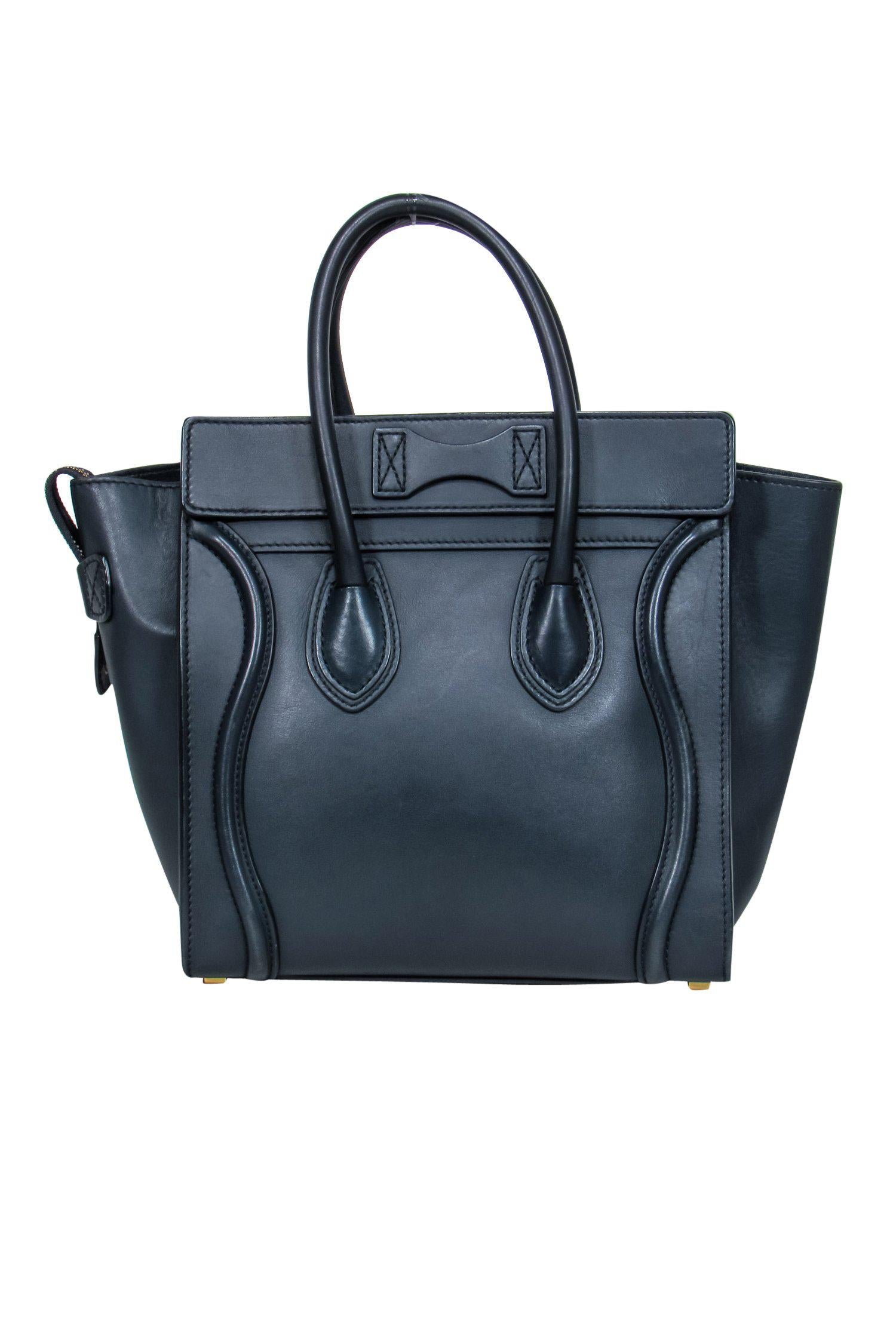 Luxury Navy Micro Luggage  Handbag Leather Travel Bag