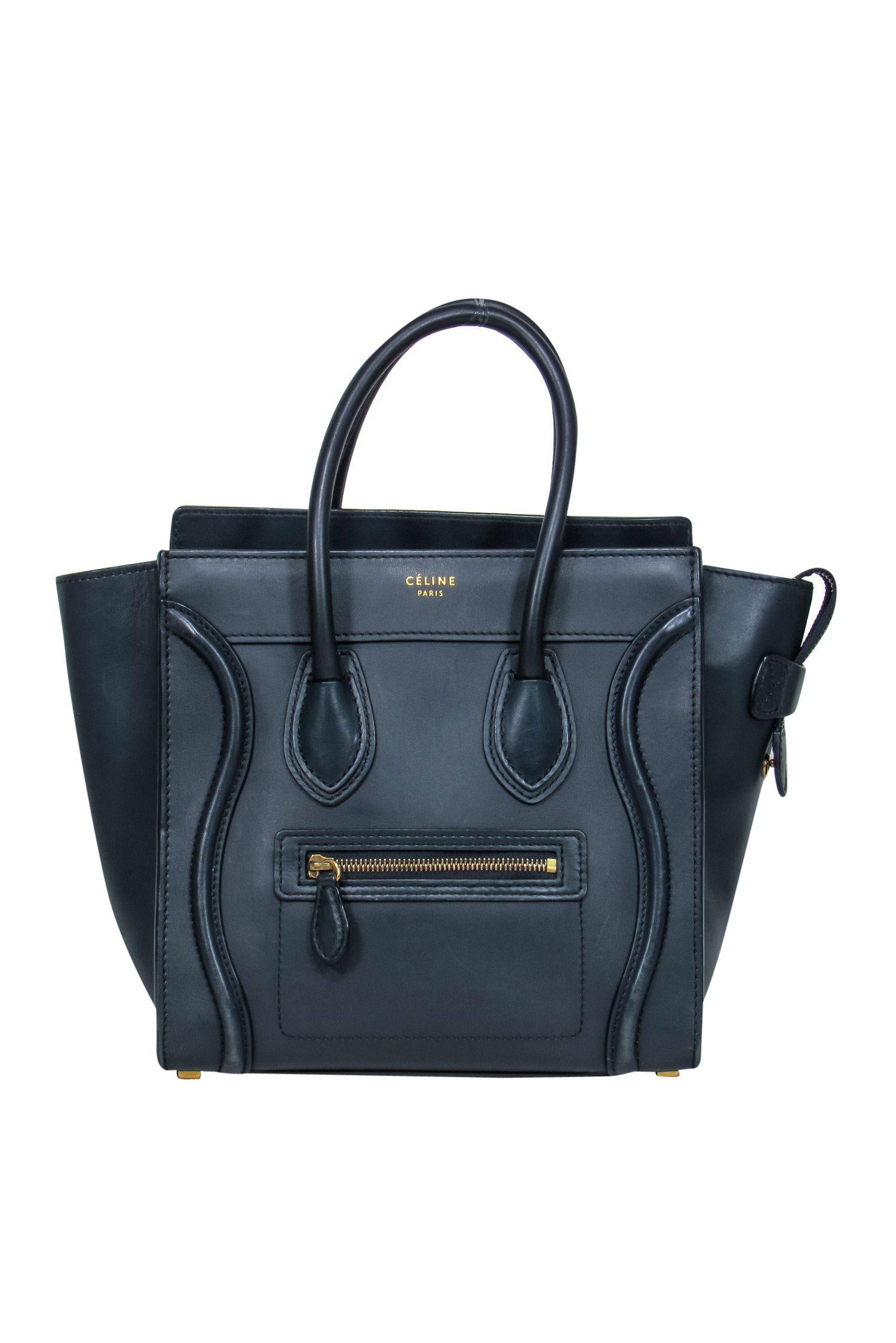 Luxury Navy Micro Luggage  Handbag Leather Travel Bag