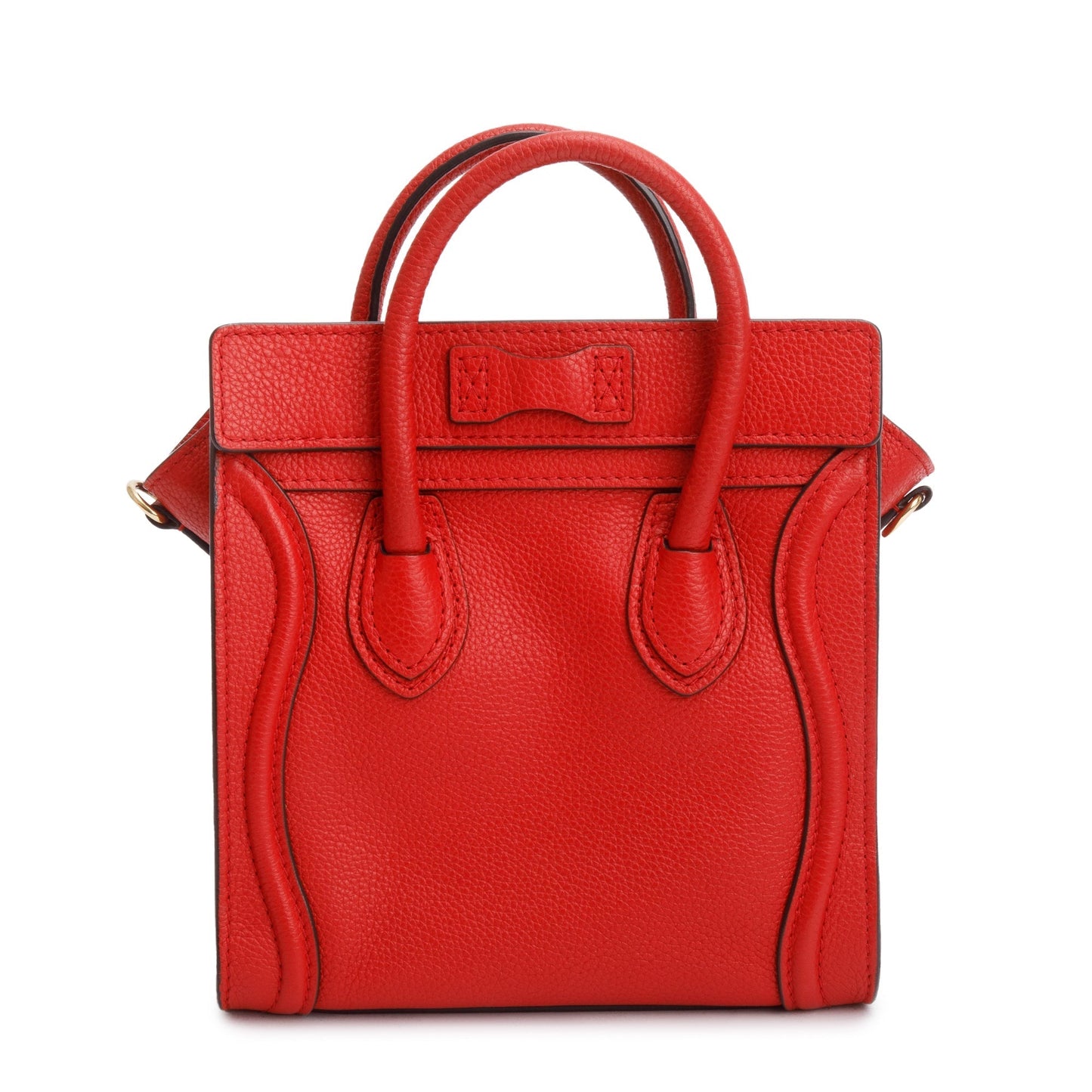 Celine Calfskin Nano Luggage Tote Handbag Leather Red Tote Bag