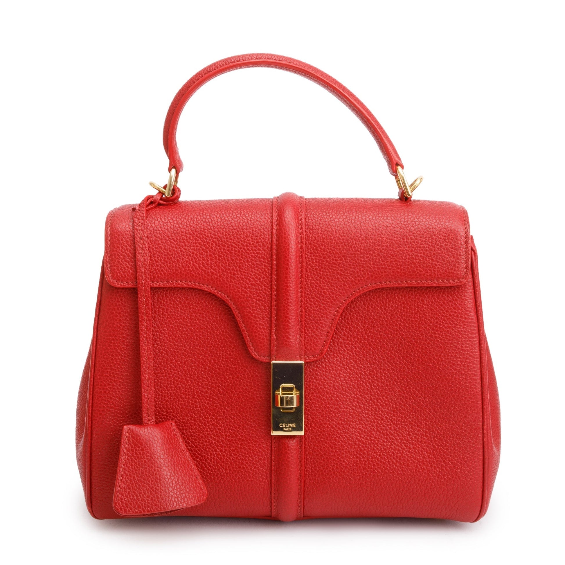 Celine Calfskin Bag Leather Red Travel Bag