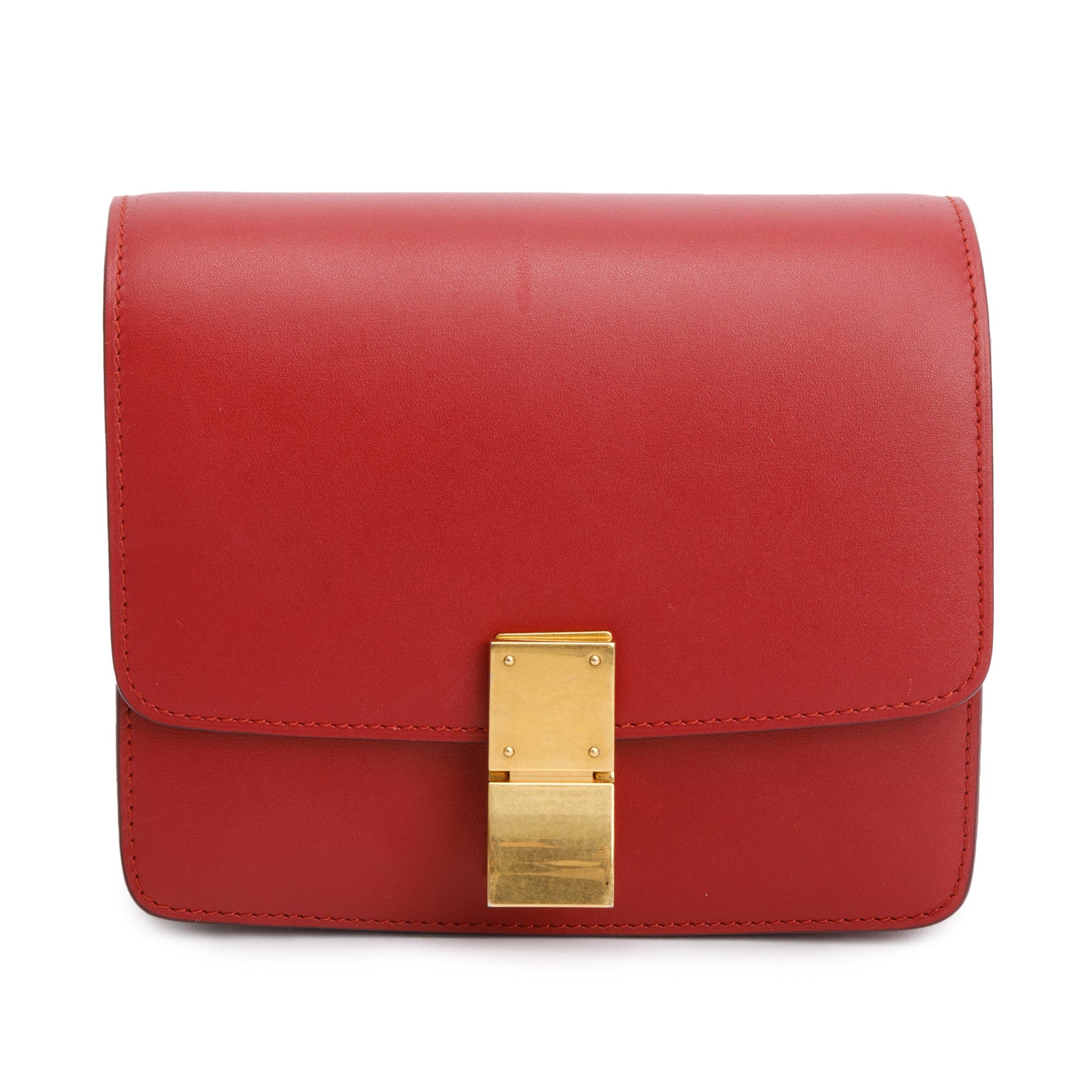 Celine Smooth Calfskin Classic Box Bag Red Small Travel Bag