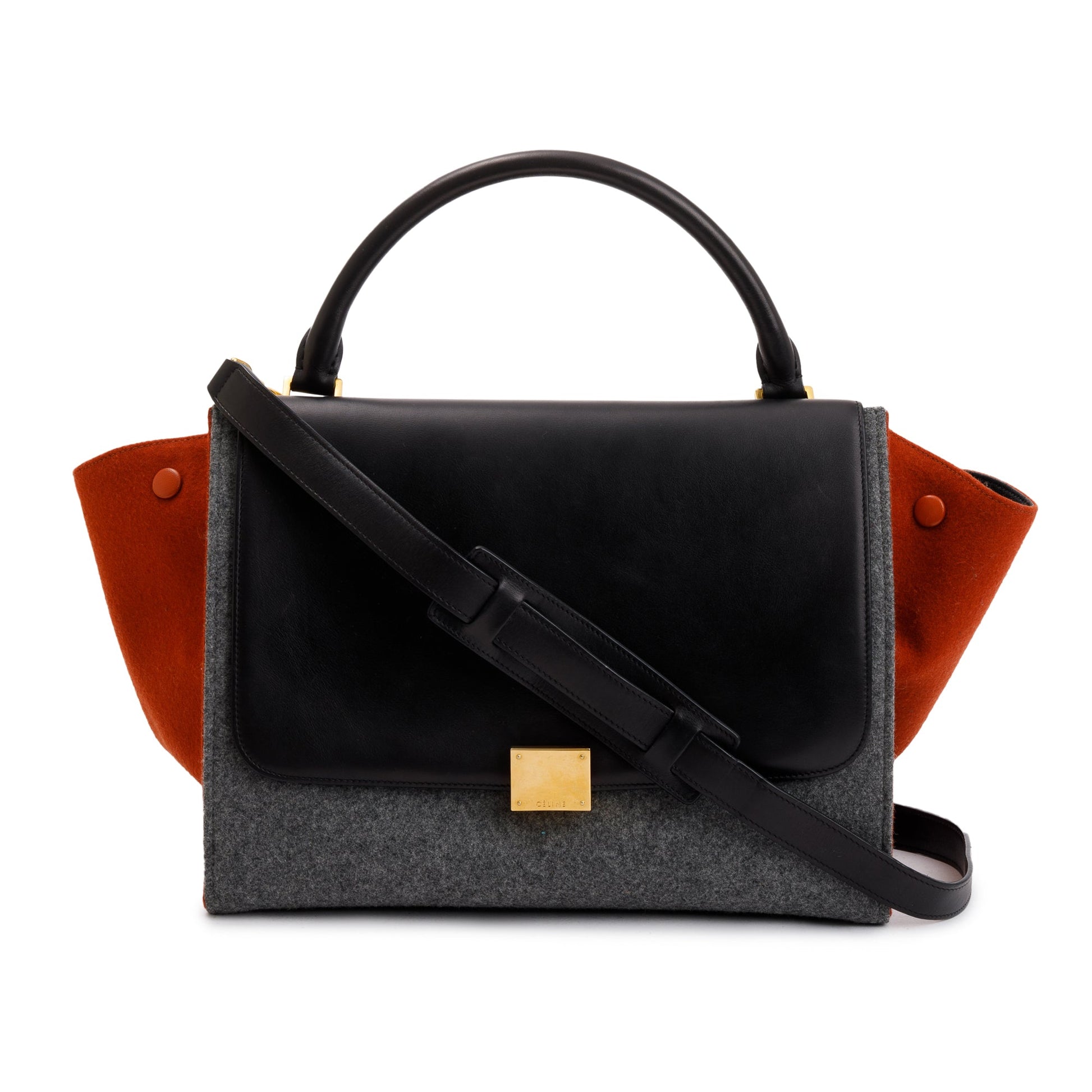 Celine Tricolor Calfskin And Felt Trapeze Bag Leather Medium Travel Bag