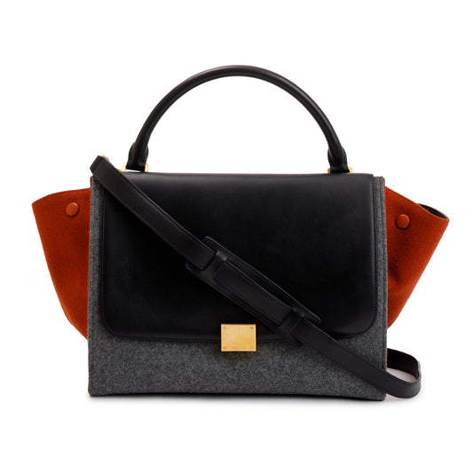 Celine Tricolor Calfskin And Felt Trapeze Bag Leather Medium Travel Bag