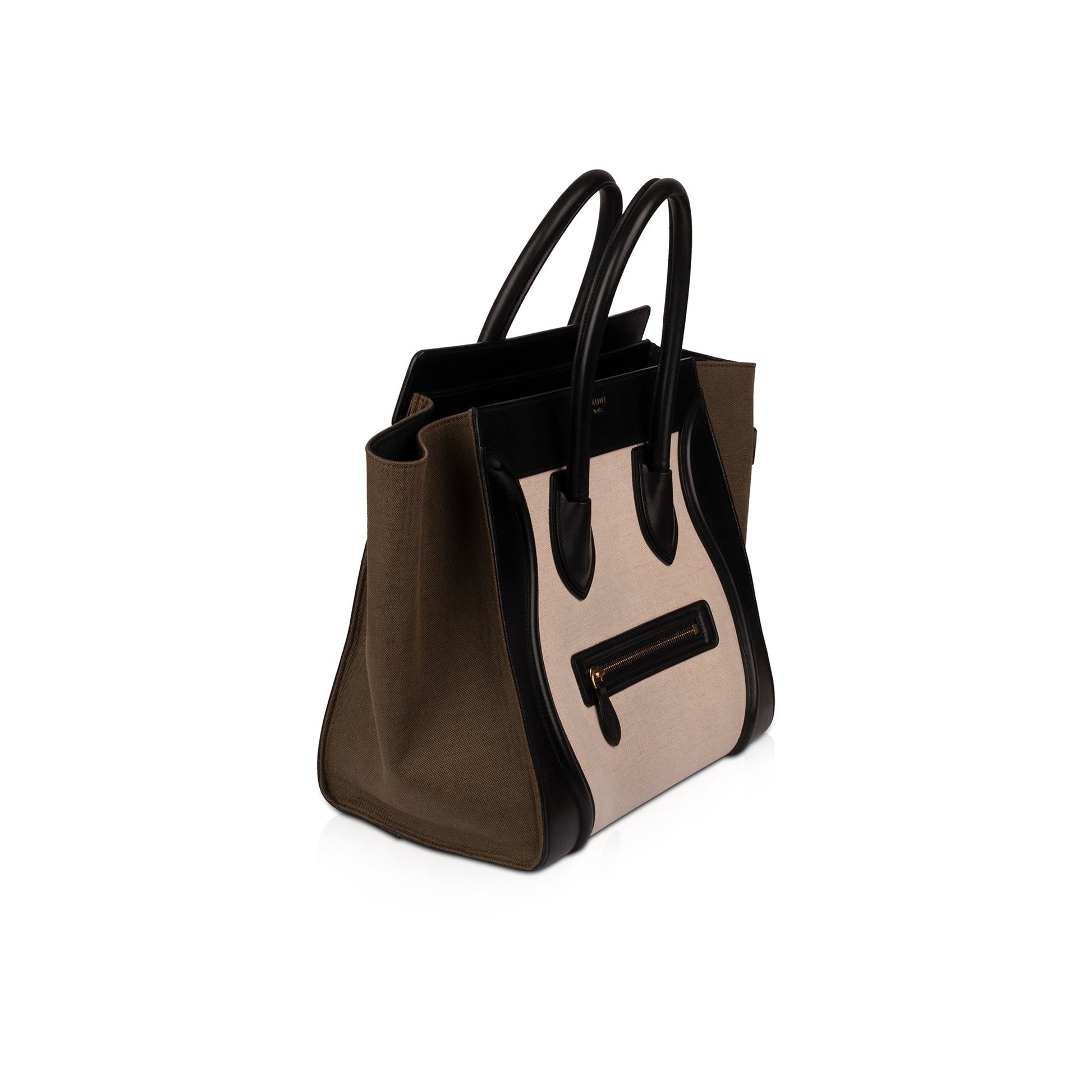 Celine Tricolour & Luggage Tote Handbag Leather Canvas Tote Bag