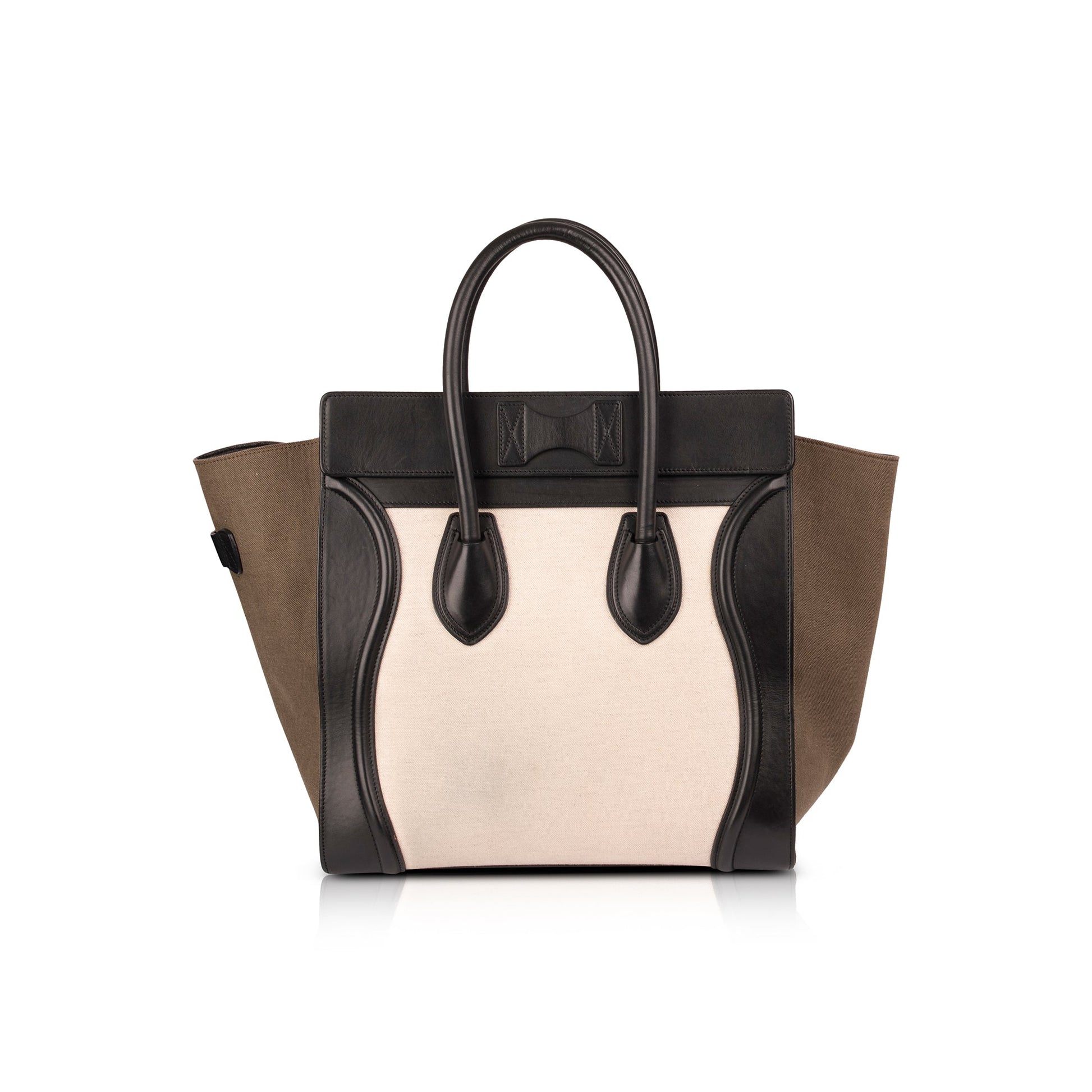 Celine Tricolour & Luggage Tote Handbag Leather Canvas Tote Bag