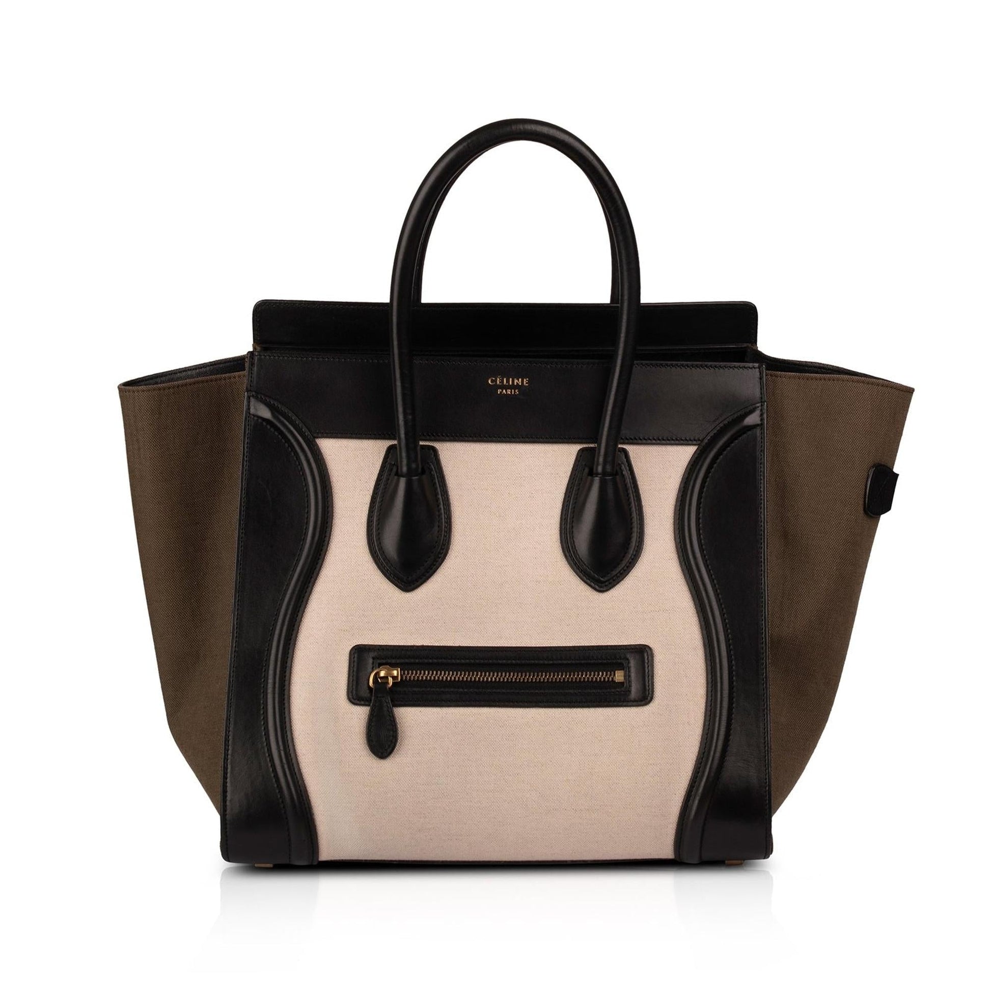 Celine Tricolour & Luggage Tote Handbag Leather Canvas Tote Bag