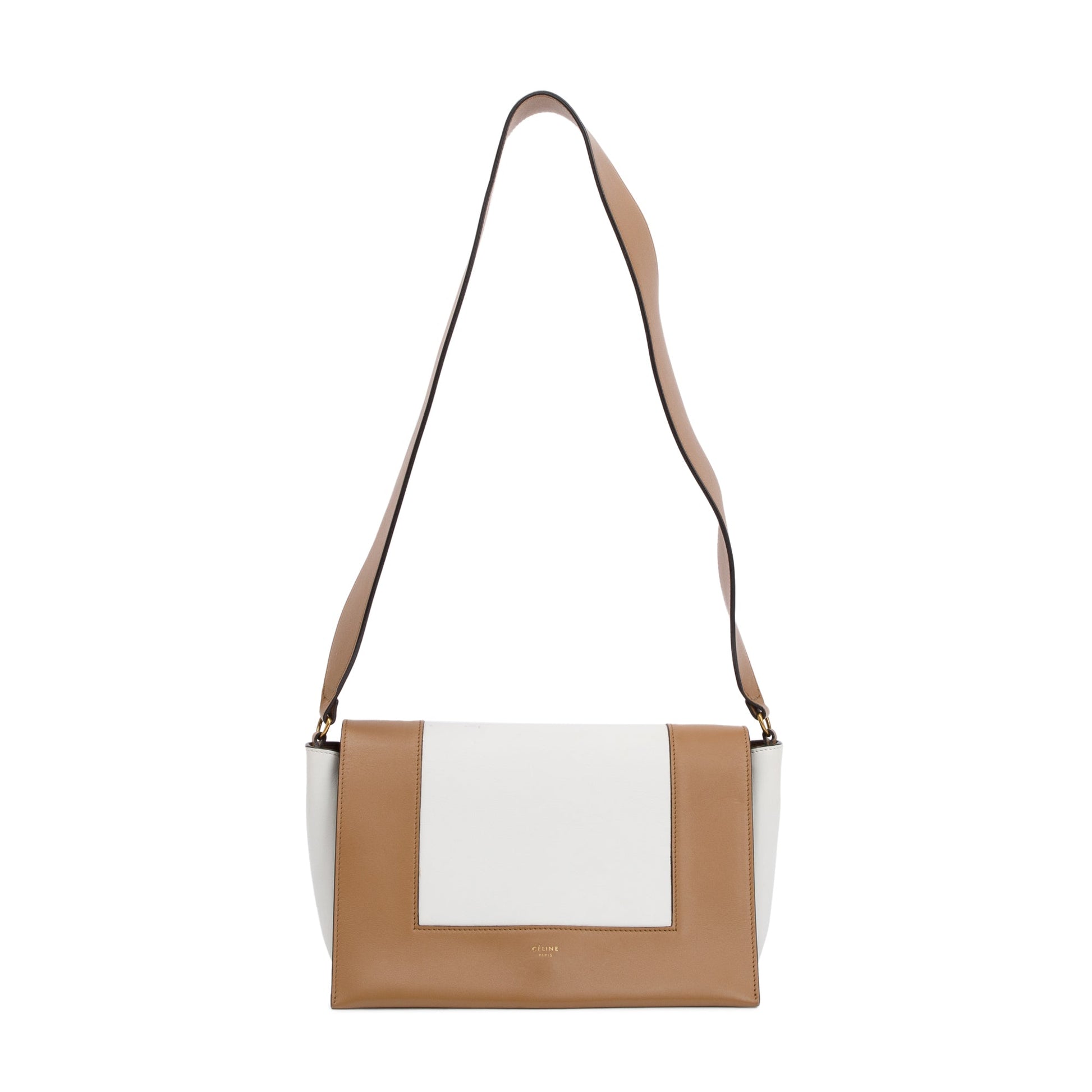 Celine Smooth Calfskin Medium Frame Shoulder Bag Leather White