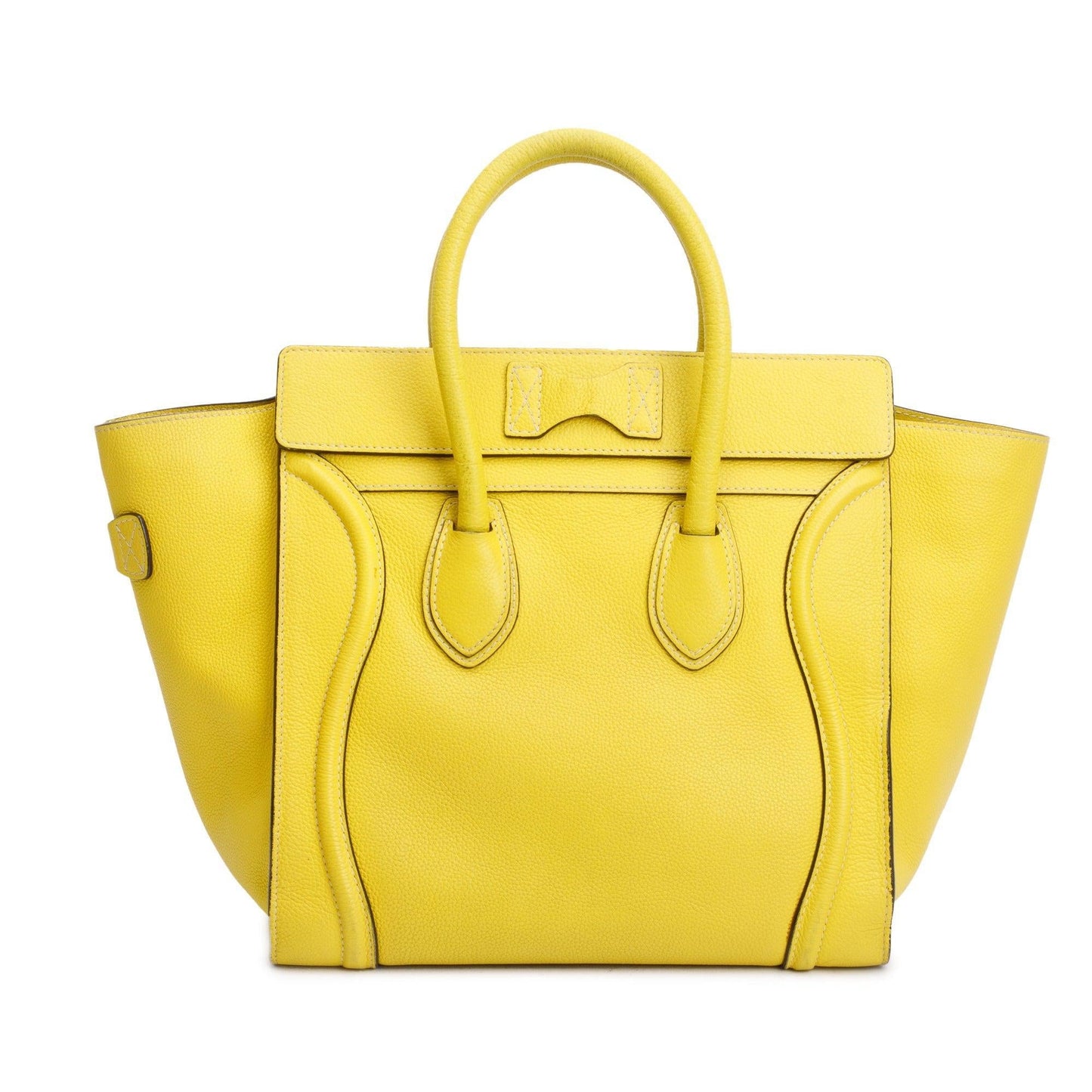Celine Yellow Drummed Calfskin Luggage Tote Handbag Leather Mini Tote Bag