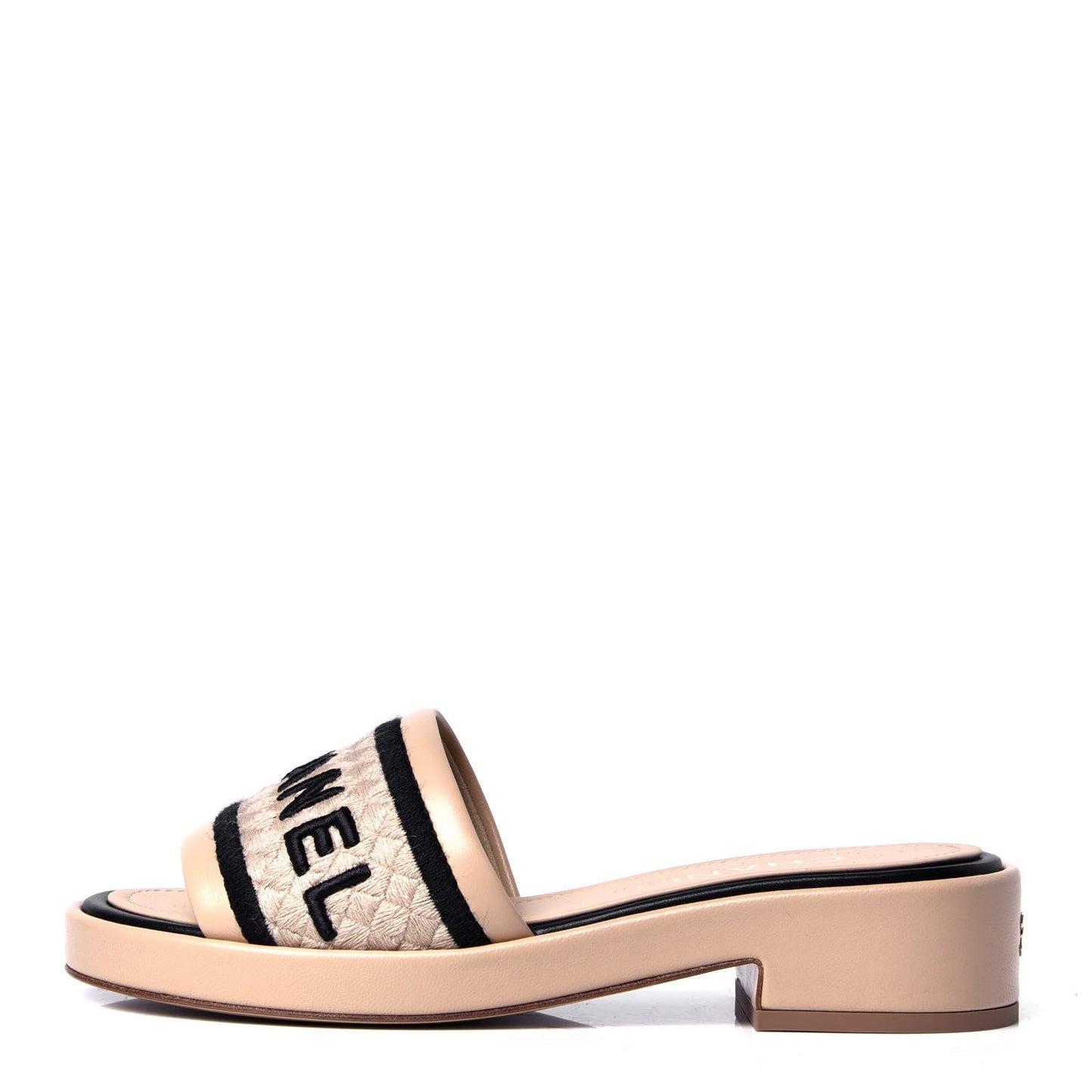 Chanel Lambskin Leather Embroidered Logo Mules for Women