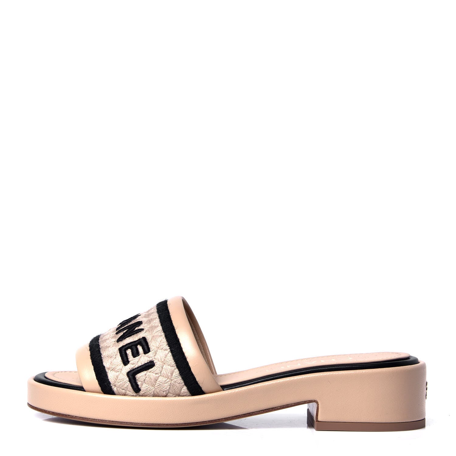 Chanel Lambskin Leather Embroidered Logo Mules for Women