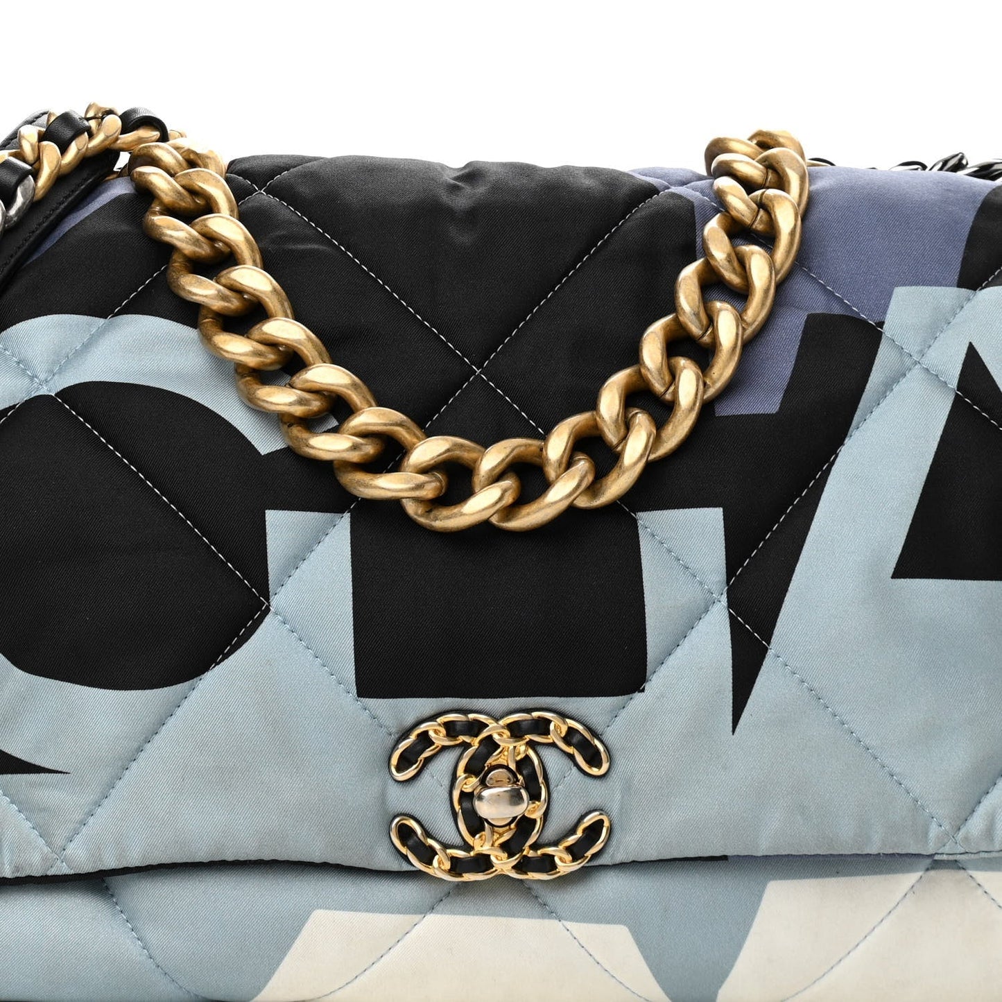 Chanel CC QUILTED PRINTED SILK MAXI 19 Shoulder Bag