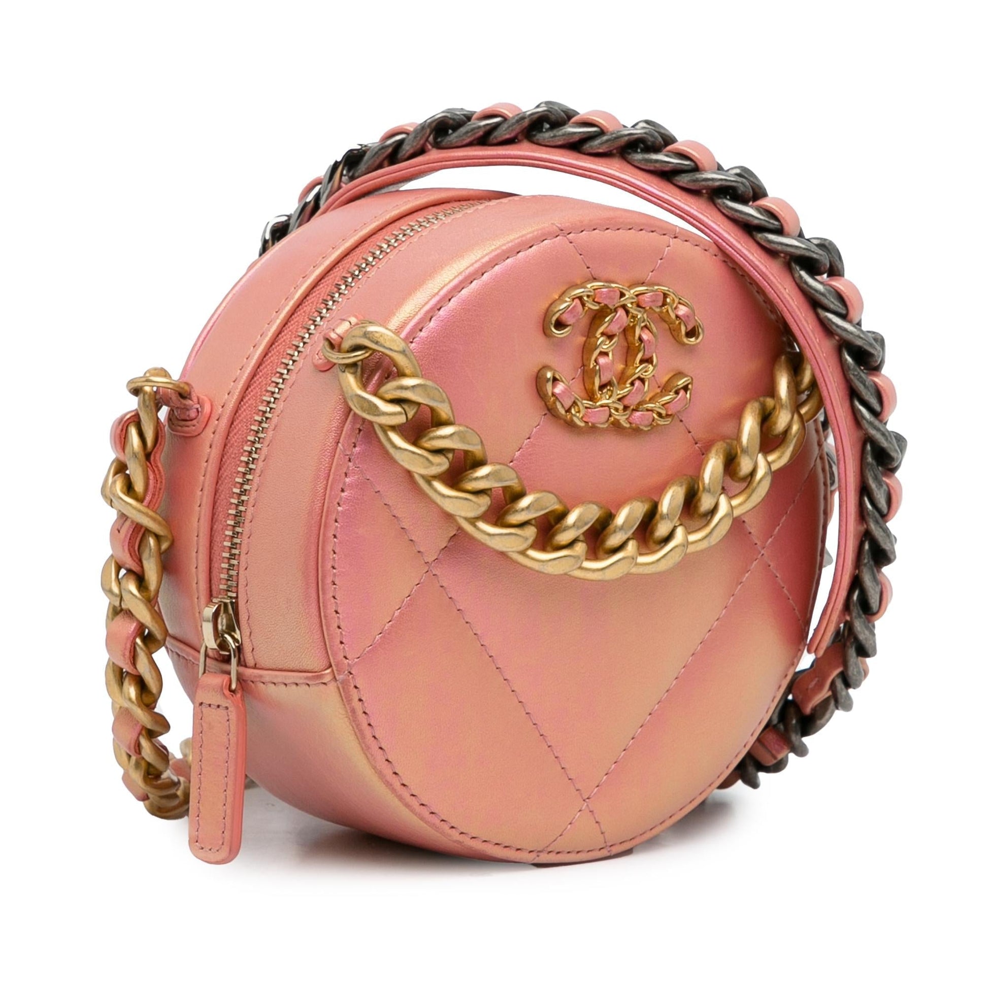Chanel 19 Round Lambskin SHG-62C0pv Clutch Bag