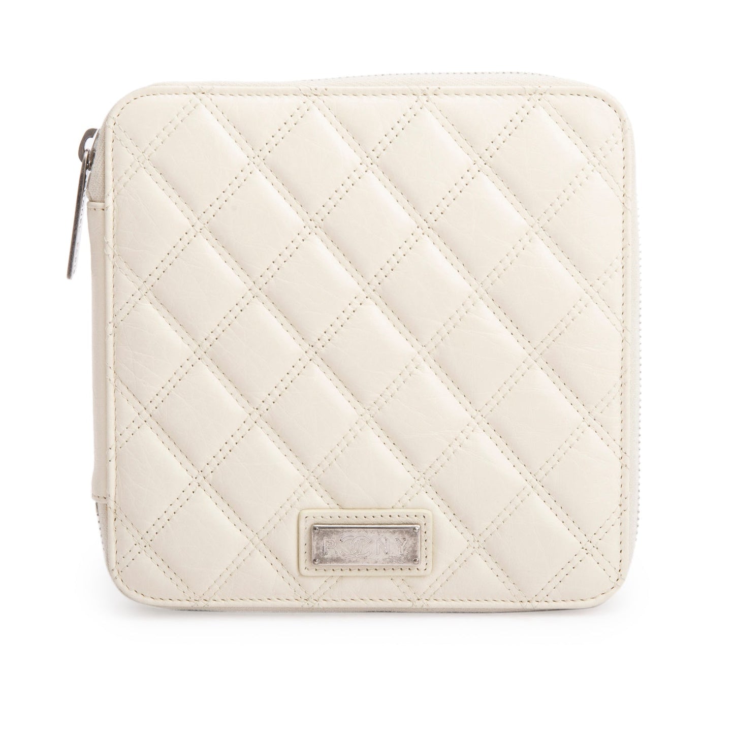 Chanel Cream Quilted Zipped Tavel Lambskin Travel Bag