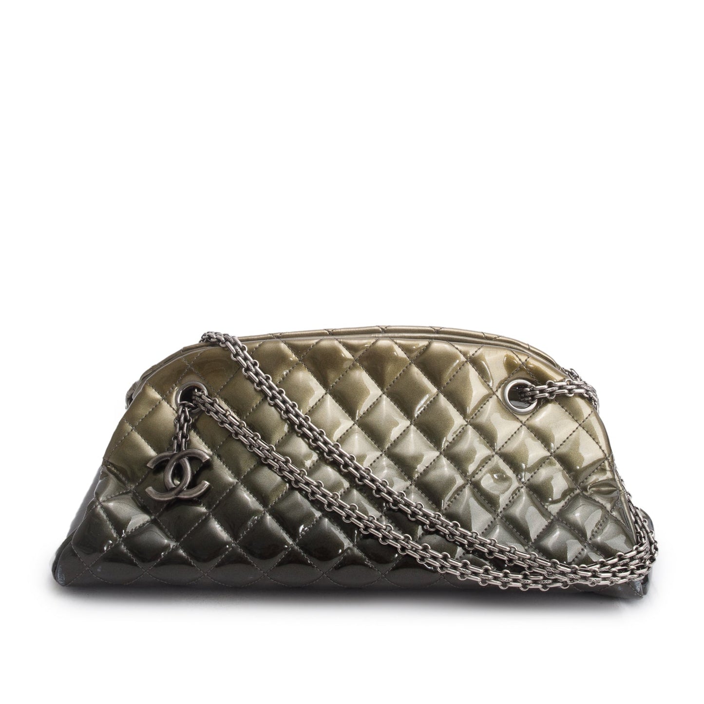 Chanel Ombre Patent Quilted Just Mademoiselle Leather Green Travel Bag