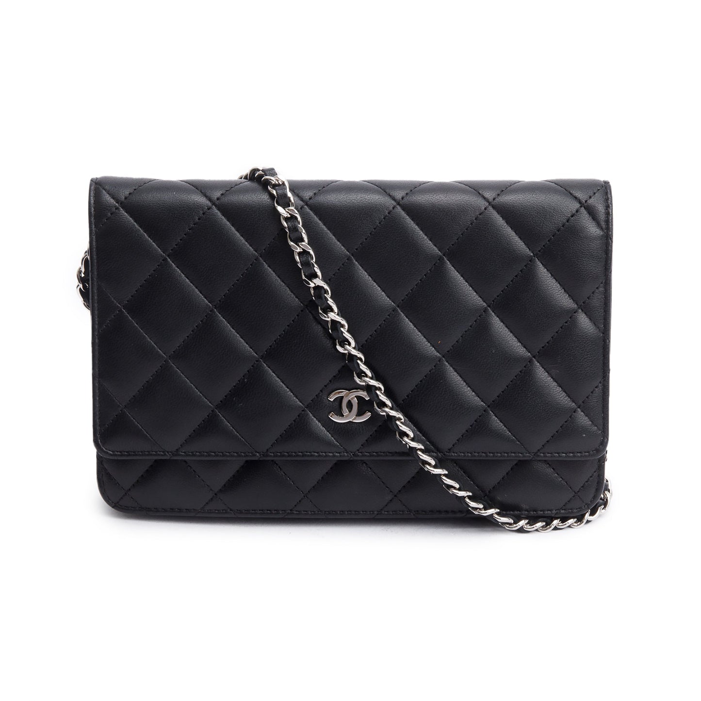 Chanel Quilted Classic on Leather Lambskin Black Wallet Case 3