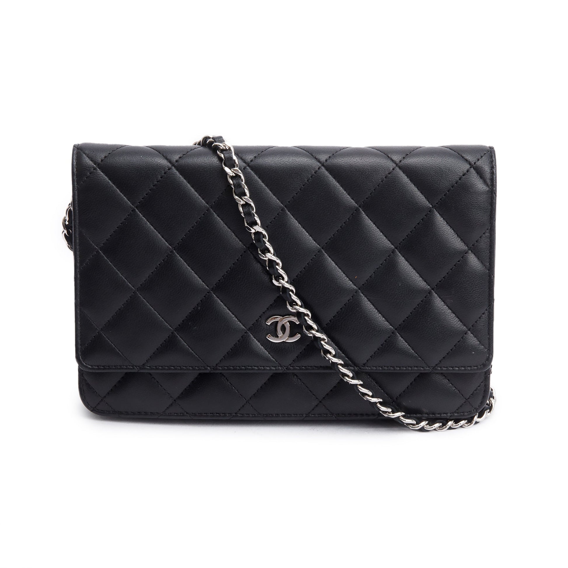 Chanel Quilted Classic on Leather Lambskin Black Wallet Case 3