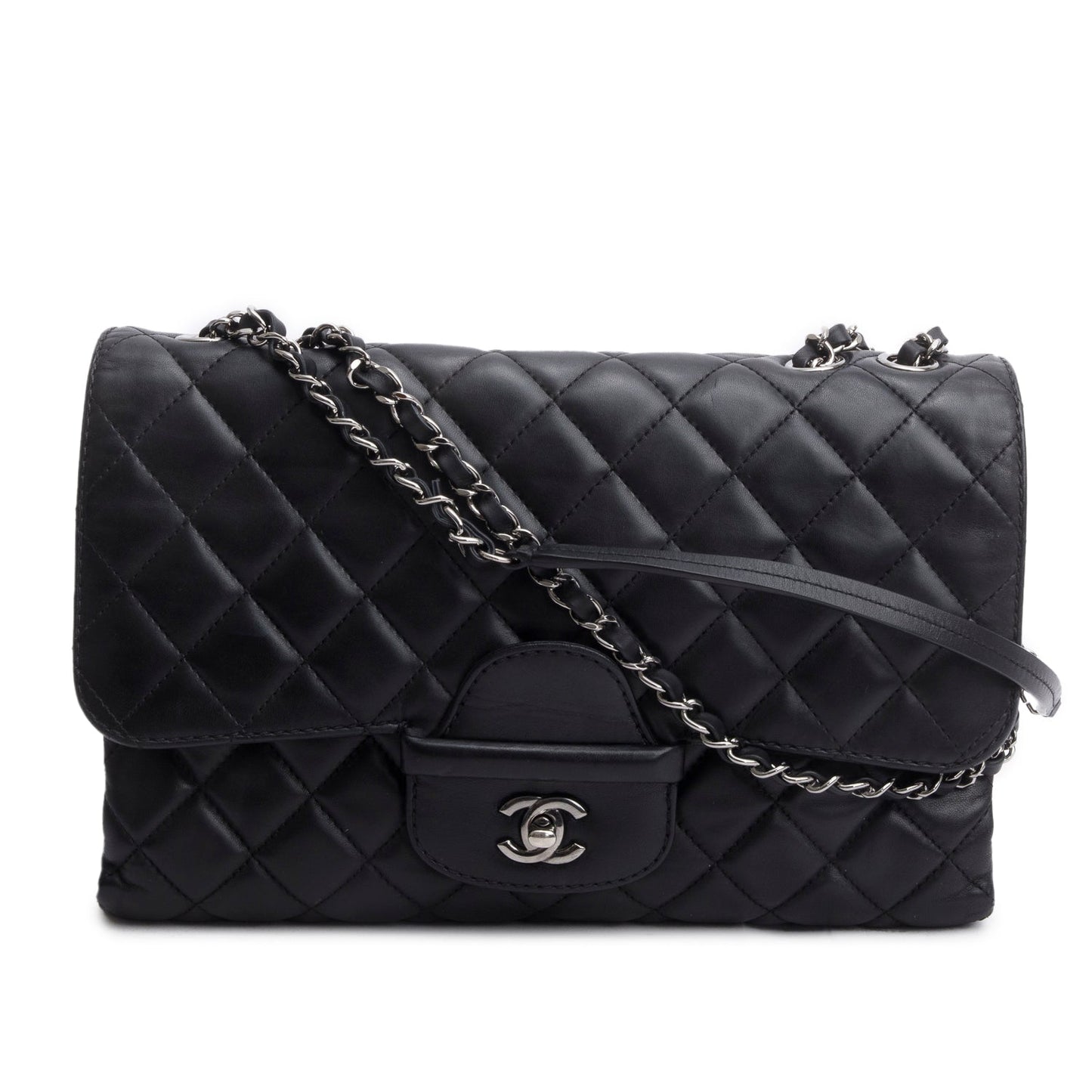 Chanel Quilted Coco Loop Flap Leather Lambskin Black Travel Bag