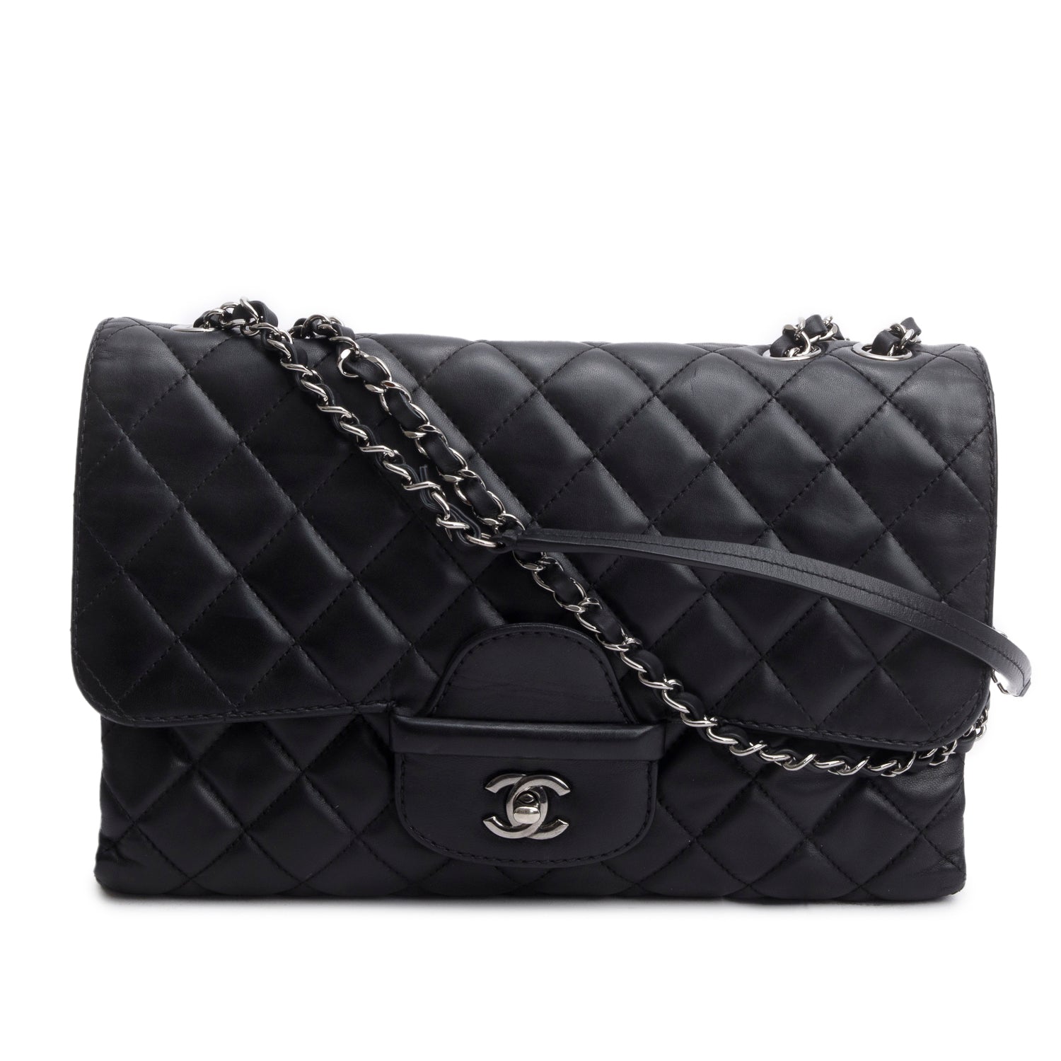 Chanel Quilted Coco Loop Flap Leather Lambskin Black Travel Bag