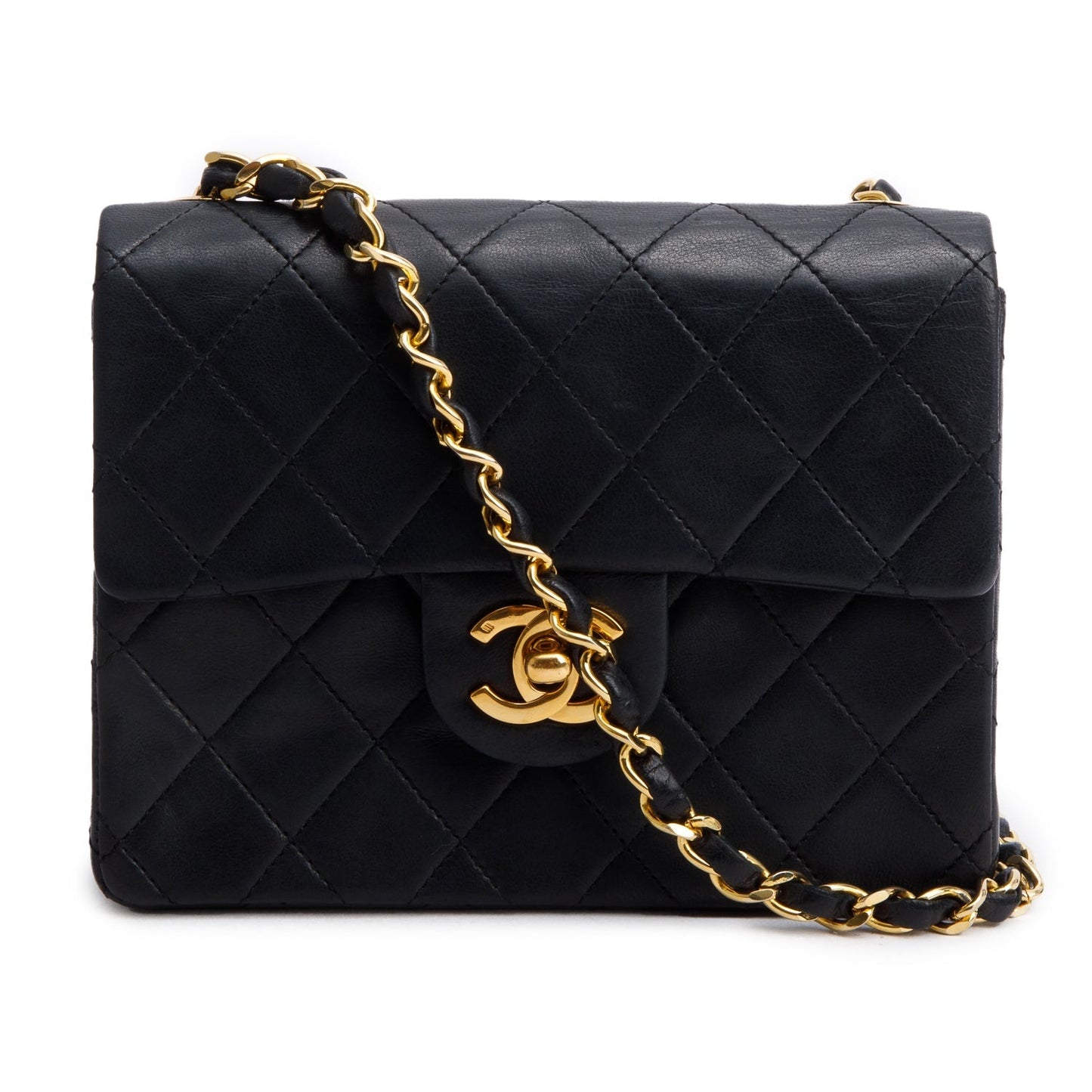 Chanel Classic Square Flap Lambskin Black Travel Bag