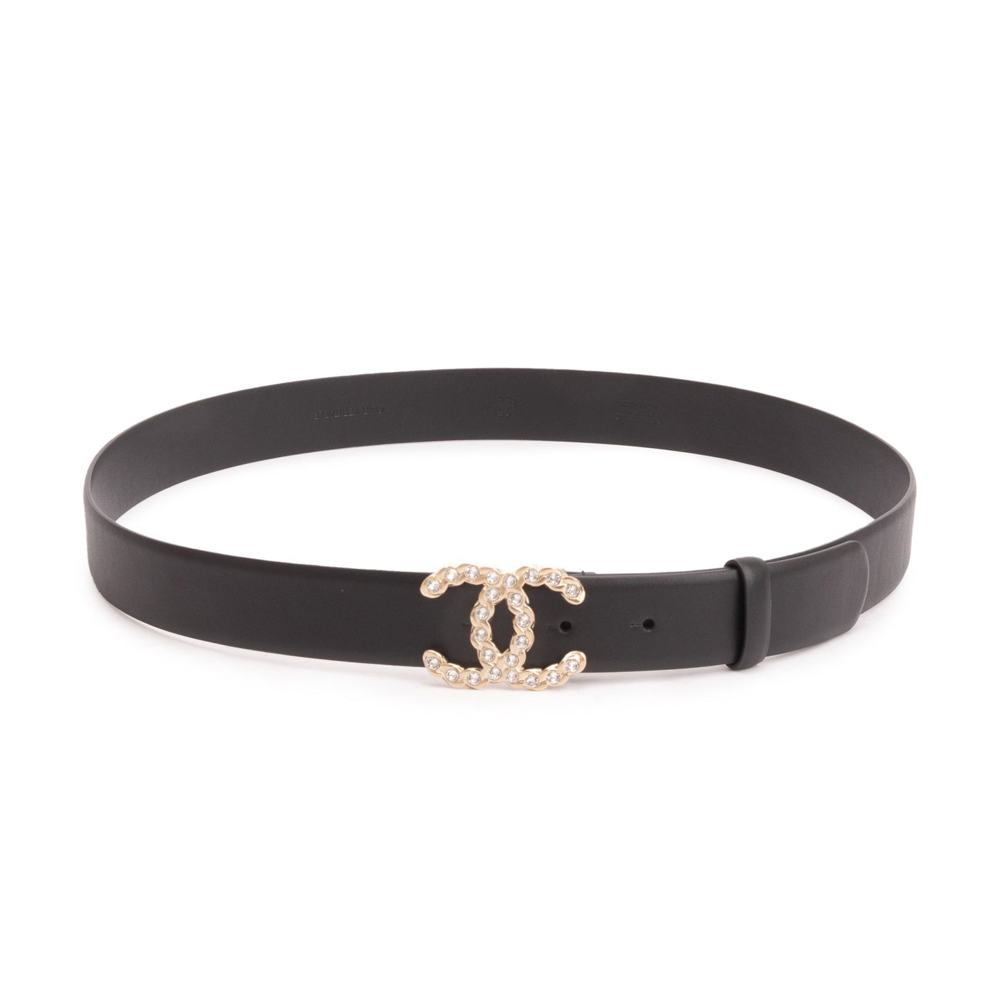 Chanel Strass CC Buckle Belt 95 Leather Calfskin Black