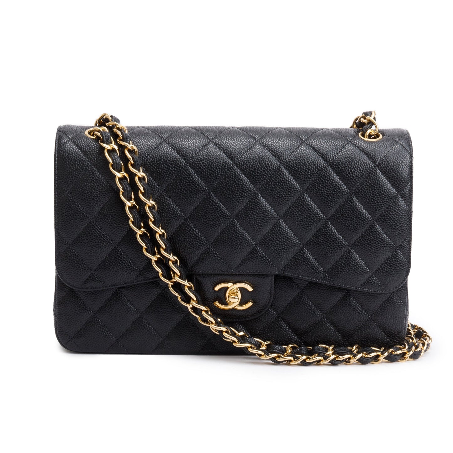 Chanel Caviar Classic Jumbo Double Flap Black Travel Bag 13